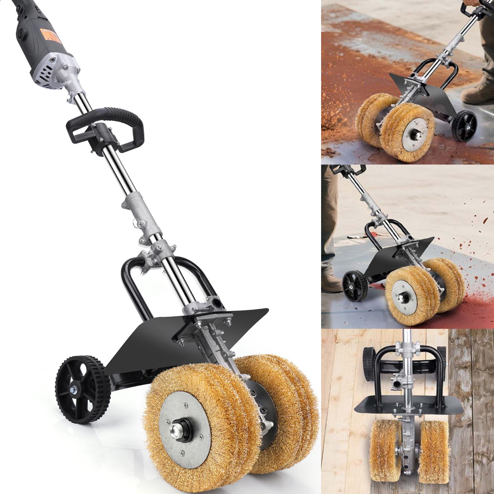 XERSEK Walzenschleifer 3850W Satiniermaschine 6in1 Bürstenschleifer 6 Stufen Schleifmaschine, max. 4000 U/min, mit 180mm Stahlbürsten für Holz Metall Fliesen