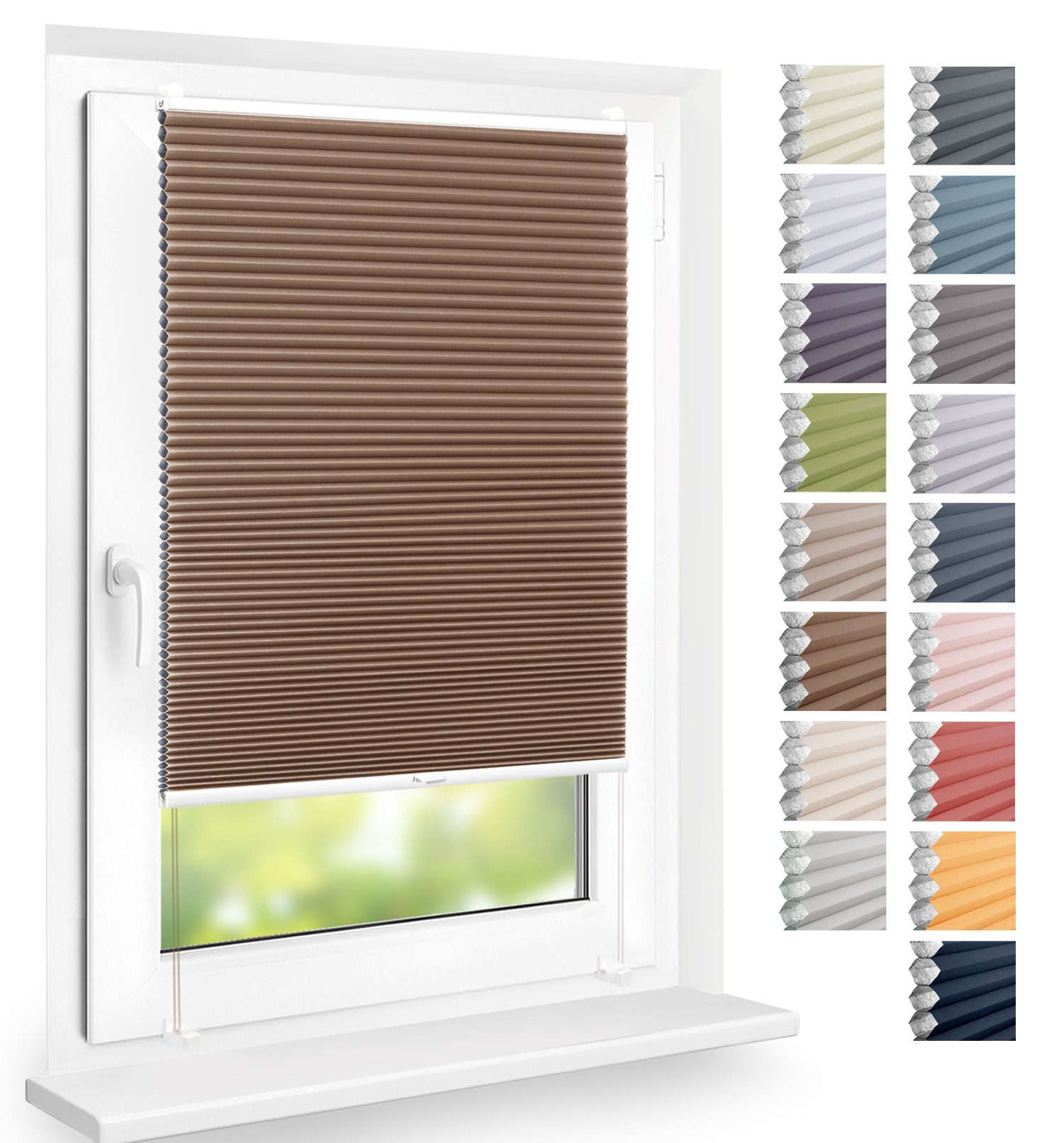 DomDeco Wabenplissee Thermo Plissee ohne Bohren - Hitzeschutz, Verdunkelung, verspannt, abdunkelnd, Klemmfix, stufenlos, kälteschutz, modernes Fensterplissee