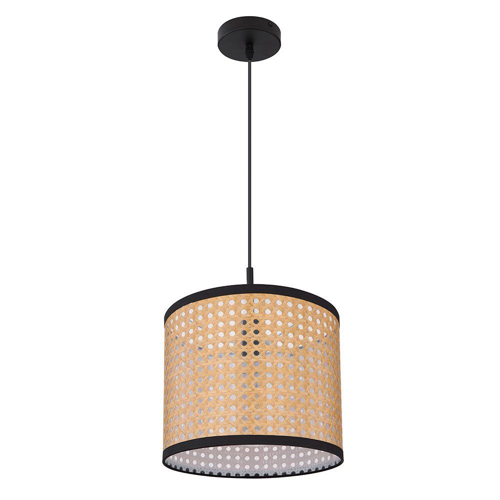 GLOBO LIGHTING Pendelleuchte, Leuchtmittel nicht inklusive, Hängeleuchte Pendellampe Bambusgeflecht Optik schwarz E27 Esszimmer