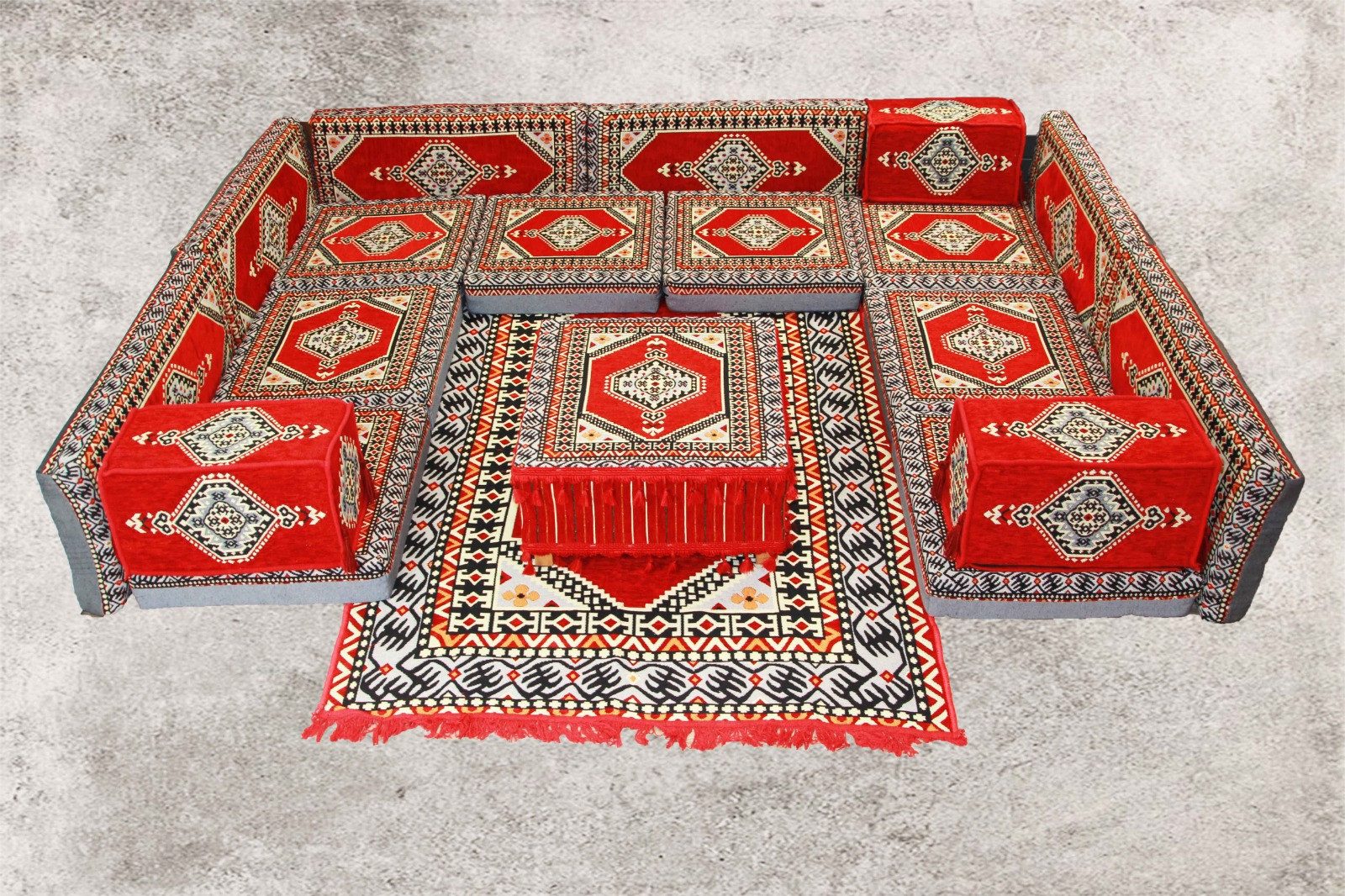 CaddeBuy Sofa Marokkanische Sitzecke, Sark Kösesi, Bodensofa, Orientalisches Sofa, 19 Teile