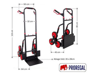 PROREGAL® Treppensackkarre TAURUS Traglast 250kg Stahlrahmen ergonomische Griffe Gummiräder