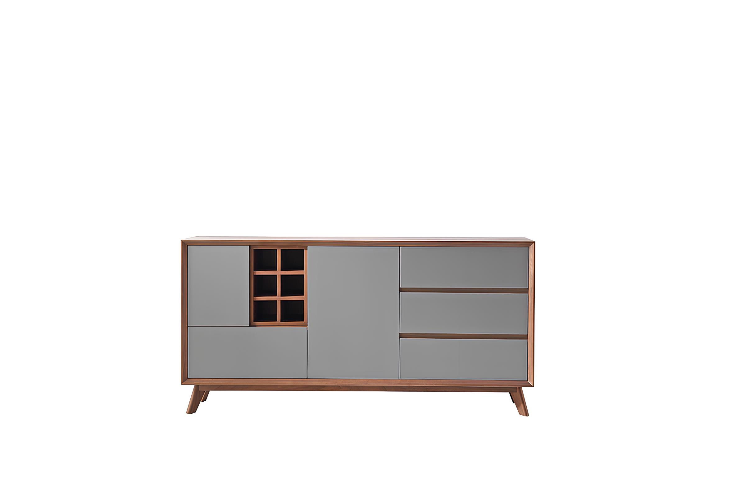 JVmoebel Sideboard Elegante Anrichte in Grau mit Holzfüßen für stilvolle Akzente, Made in Europa