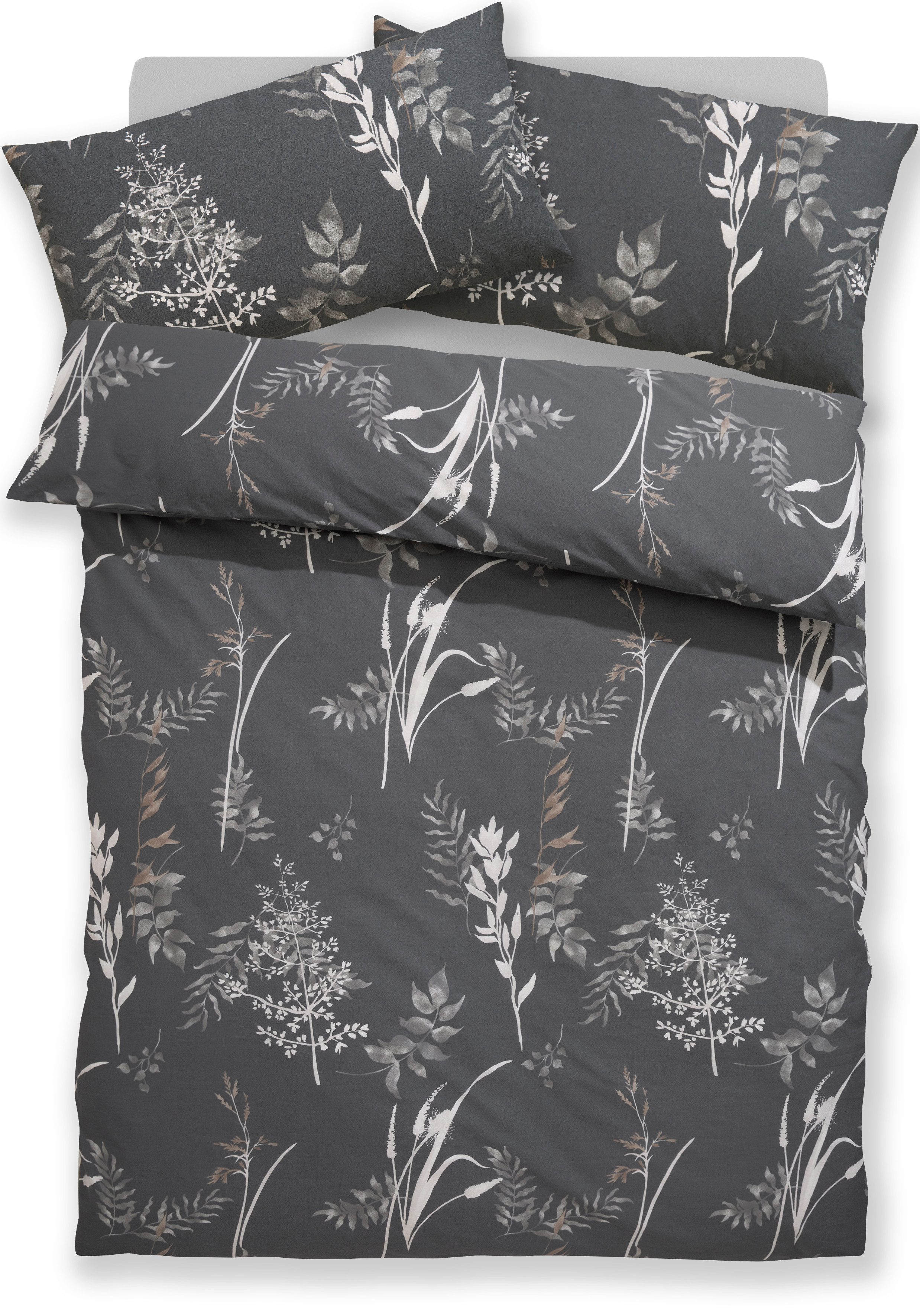 BIERBAUM Bettwäsche Hellena, Renforcé, 2 teilig, in Gr. 135x200 oder 155x220 cm, 100% Baumwolle, Gräser