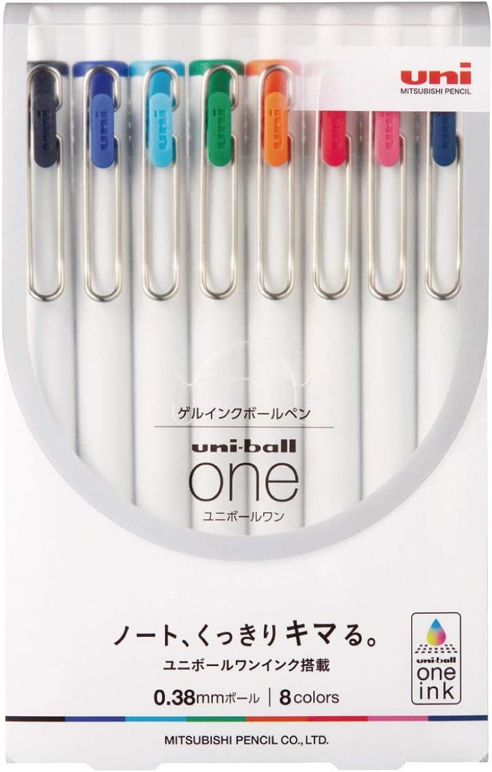 Mitsubishi Gelschreiber uni-ball one Gelstifte 0,38 mm – 8 Farben Set, (8-tlg)