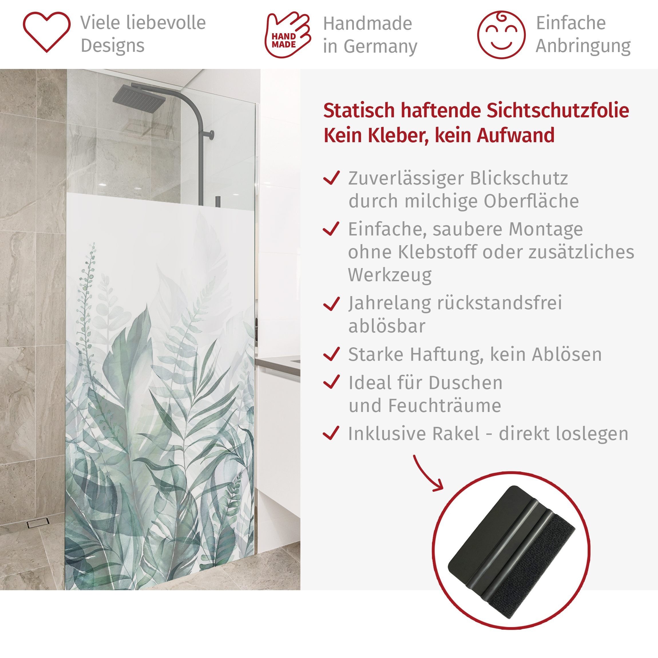 Bilderdepot24 Sichtschutzfolie Dusche blickdicht statisch haftend Tropisches Strandmotiv, Statisch haftend, blickdicht, wasserfest, wiederverwendbar, ablösbar