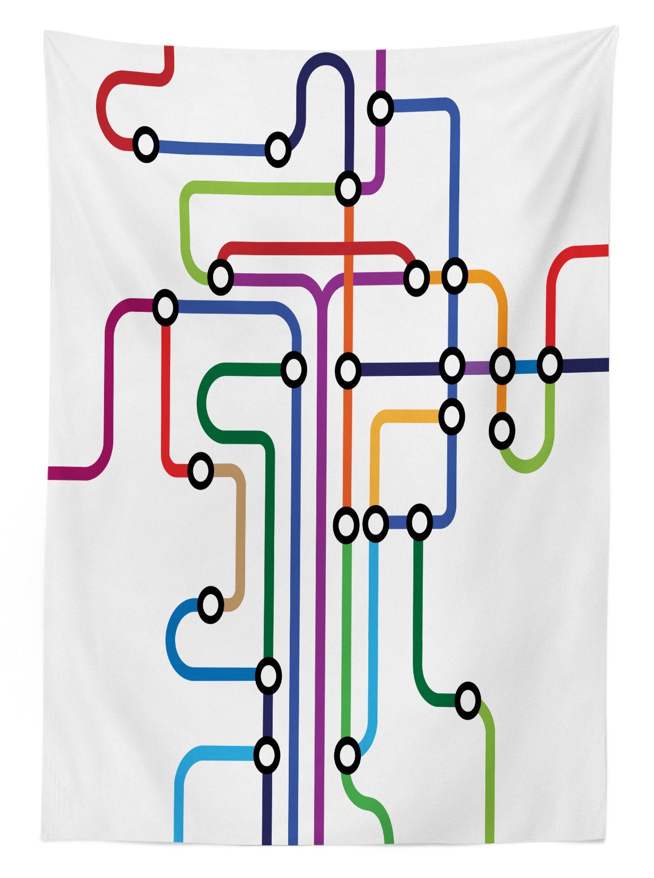 Karte den Klare Bunte Tischdecke Waschbar Farbfest Farben, Für Abakuhaus Bereich Abstrakte U-Bahn geeignet Außen