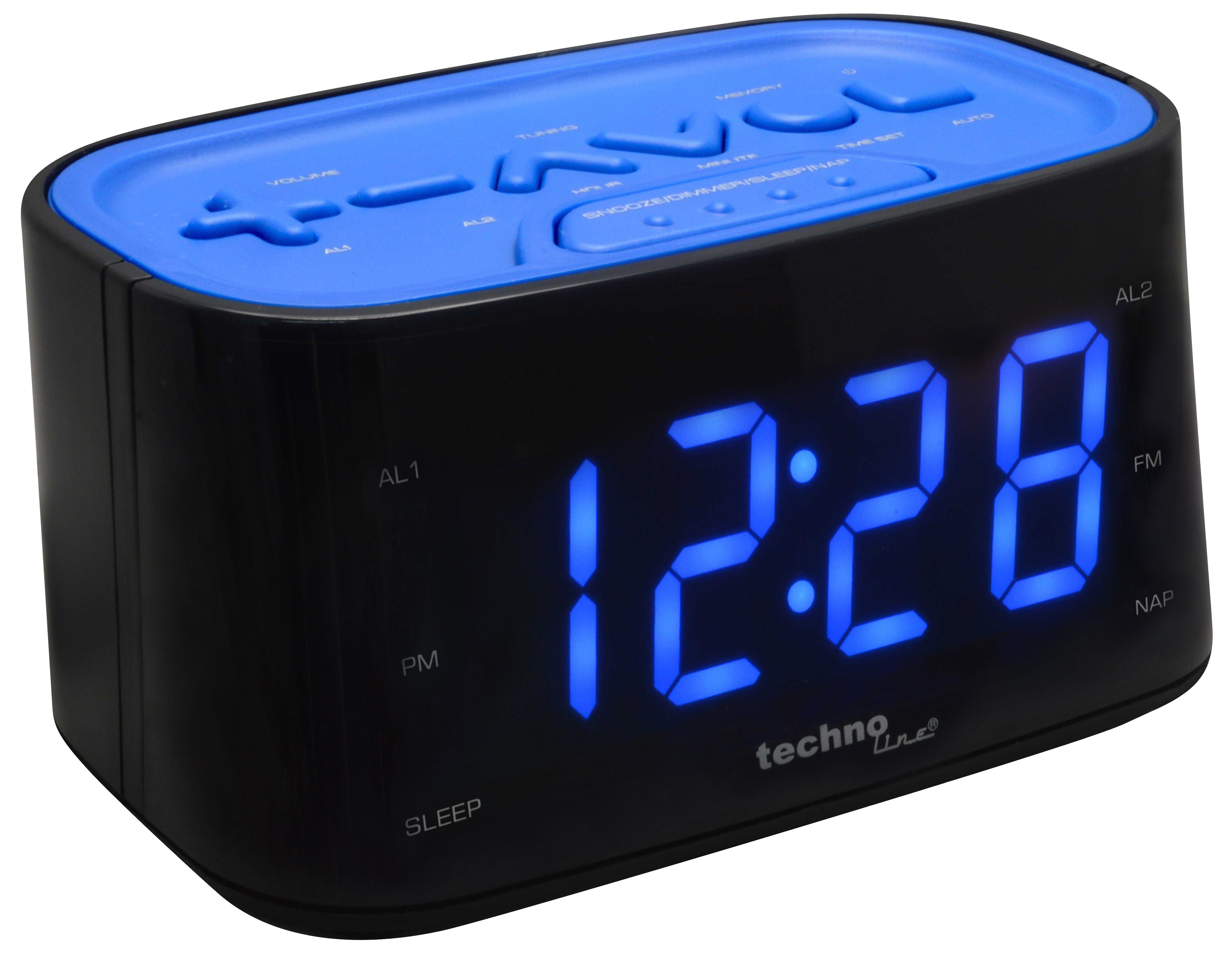 WT Senderspeicher 465 blau und mit technoline Sleep-Timer Radiowecker
