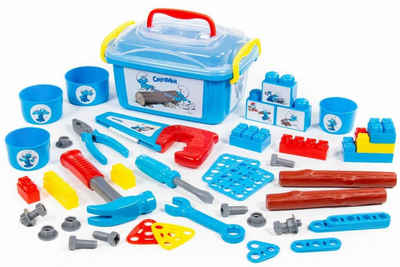 Polesie Kinder-Werkzeug-Set Handwerker Werkzeug-Set 48-tlg. Schlümpfe Smurfs Spielset in Box Kiste, (Set, 48-tlg)