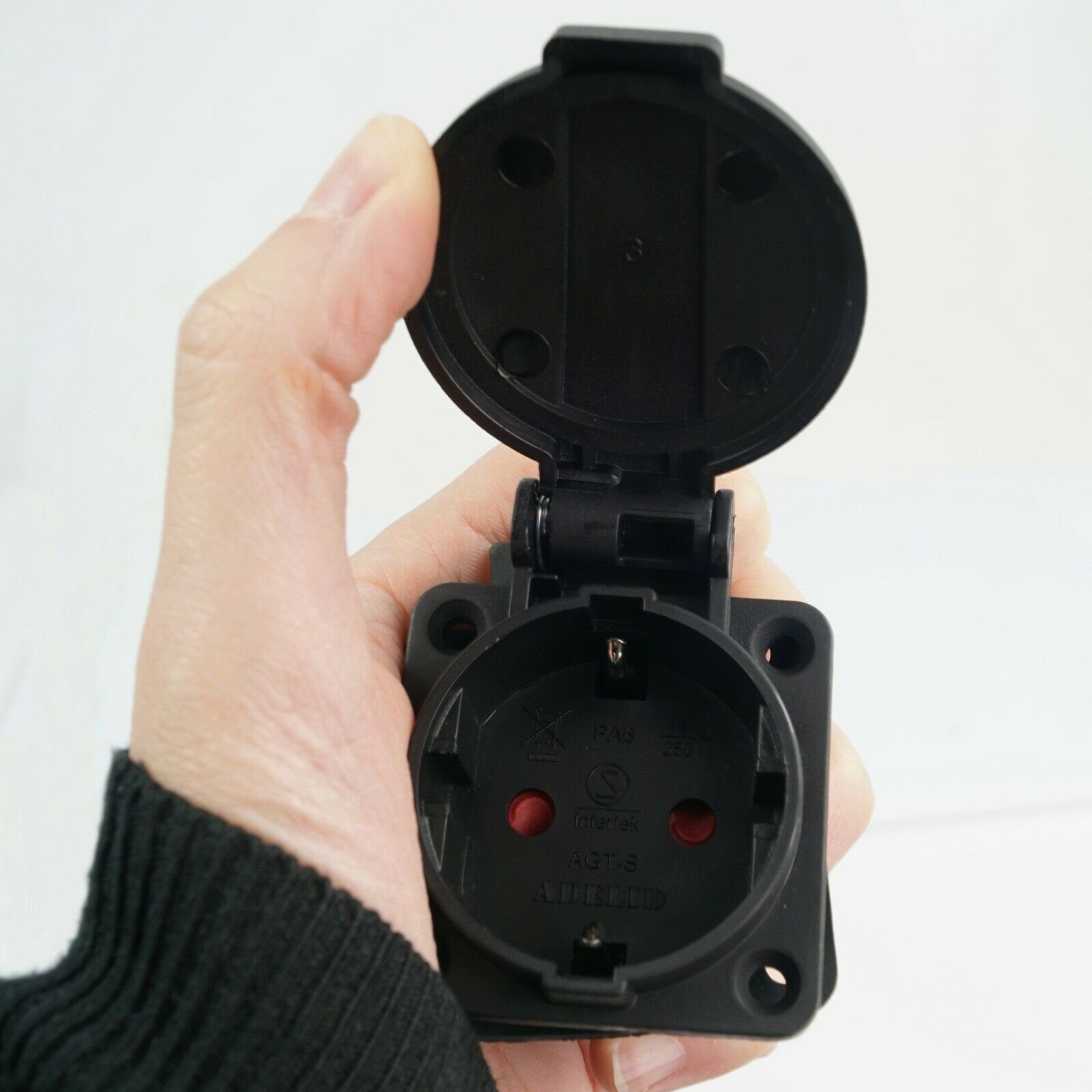 ADELID Steckdose, Schuko Einbausteckdose Anbausteckdose 1-Fach 16A 230V IP54 Schwarz