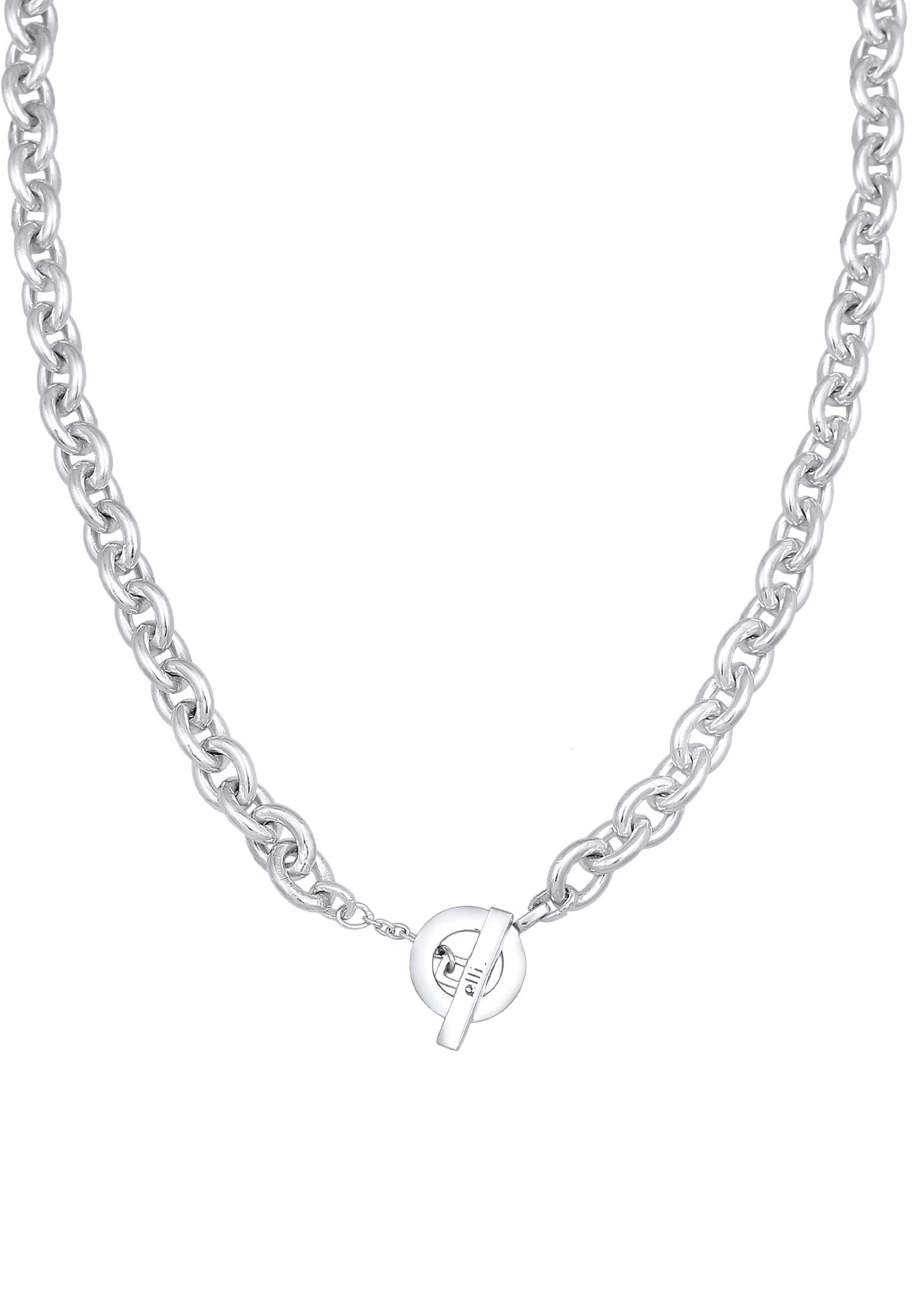 Elli Premium Kette ohne Anhänger Ankerkette Grob Glieder Unisex 925 Silber  rhodiniert, Schmuckstück im runden Stil mit T-Bone Verschluss