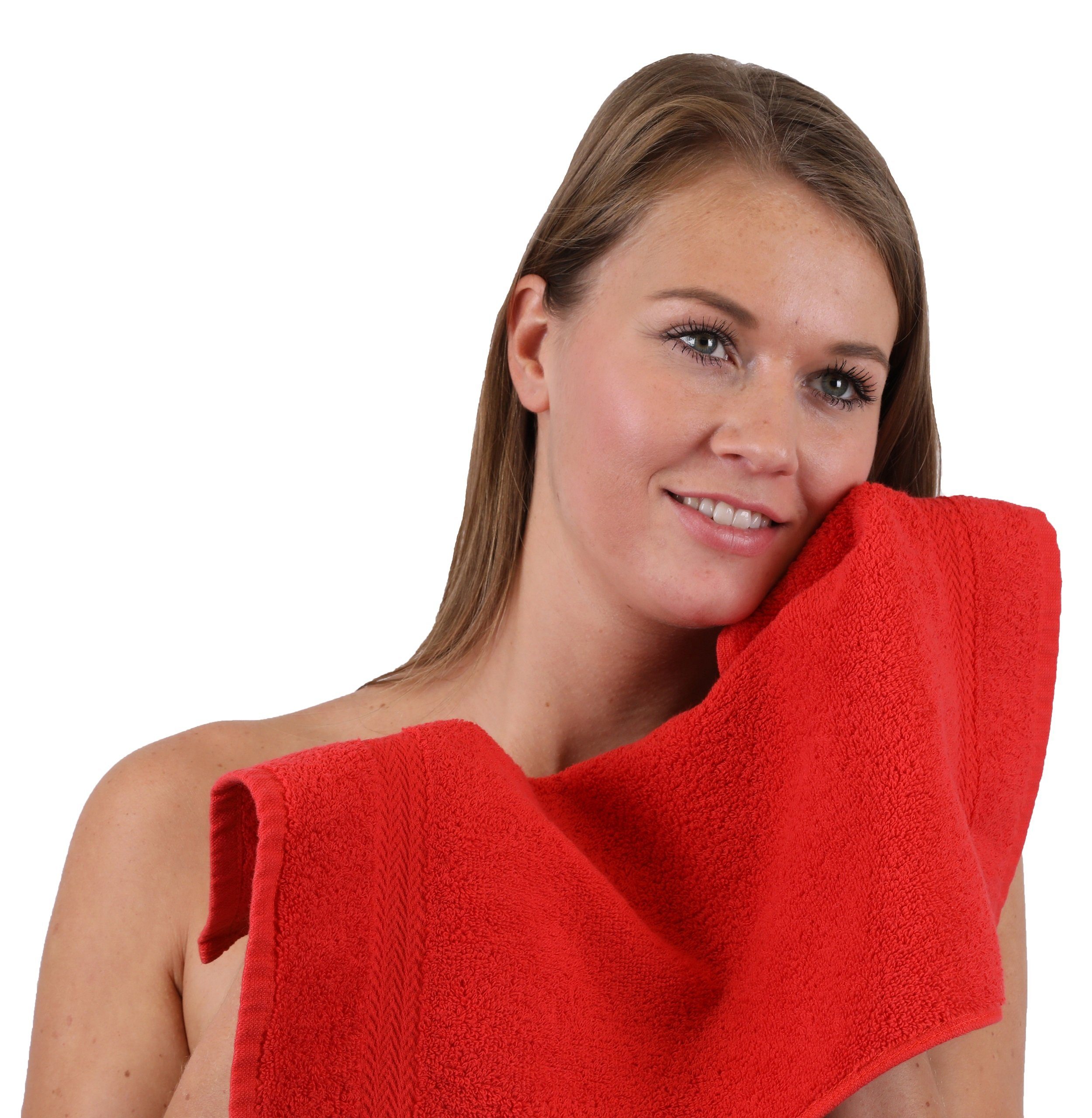 Betz Gästehandtücher 10 Stück Gästehandtücher Baumwolle Baumwolle 100% und weiß, 100% Gästetuch-Set rot Farbe cm Premium 30x50
