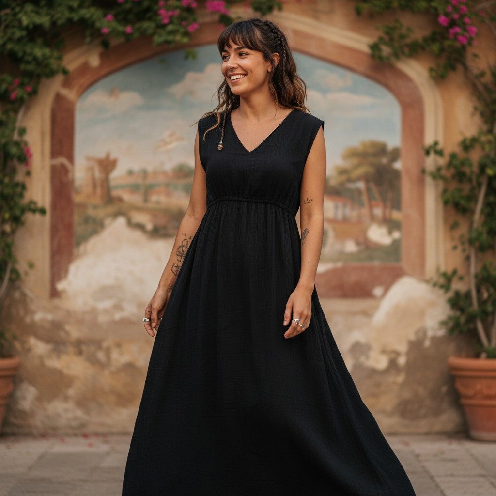 Guru-Shop Midikleid Boho Sommerkleid, luftiges Baumwollkleid,.. alternative günstig online kaufen