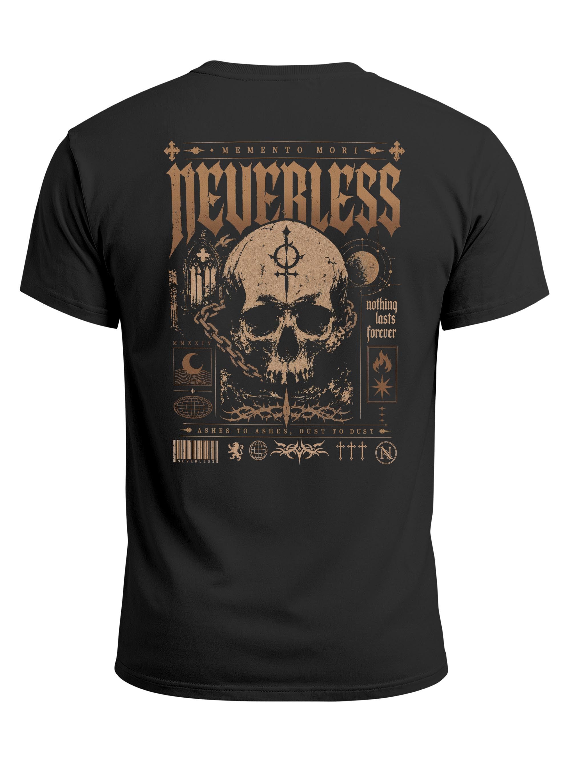 Neverless Print-Shirt Herren T-Shirt Backprint - Design Rebel Skull - Baumwollshirt Männer mit Print – Bild 2 von 5