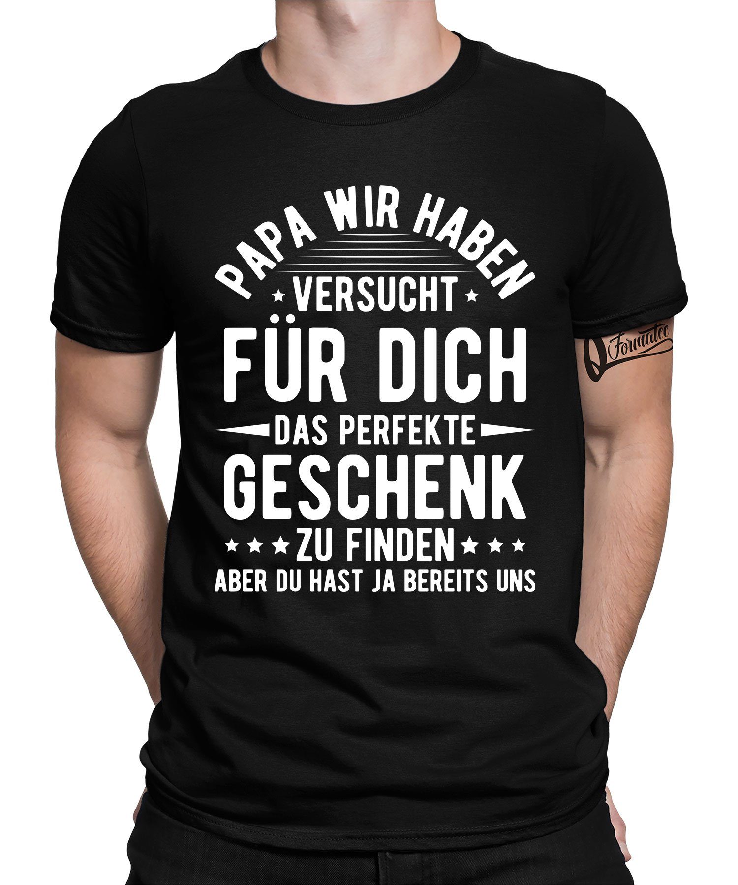 das Formatee - Herren Geschenk Quattro Vater Schwarz Papa (1-tlg) Kurzarmshirt perfekte Vatertag T-Shirt