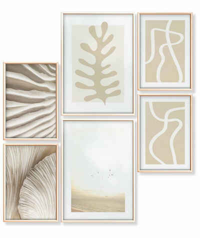 Heimlich Poster Set als Wohnzimmer Deko, Bilder DINA3 & DINA4, Matisse Line Art Beige, Abstrakt