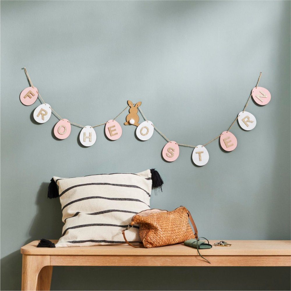 Girlande »Frohe Ostern«, aus Pappe und Sperrholz, mit Glitzerakzenten-kaufen