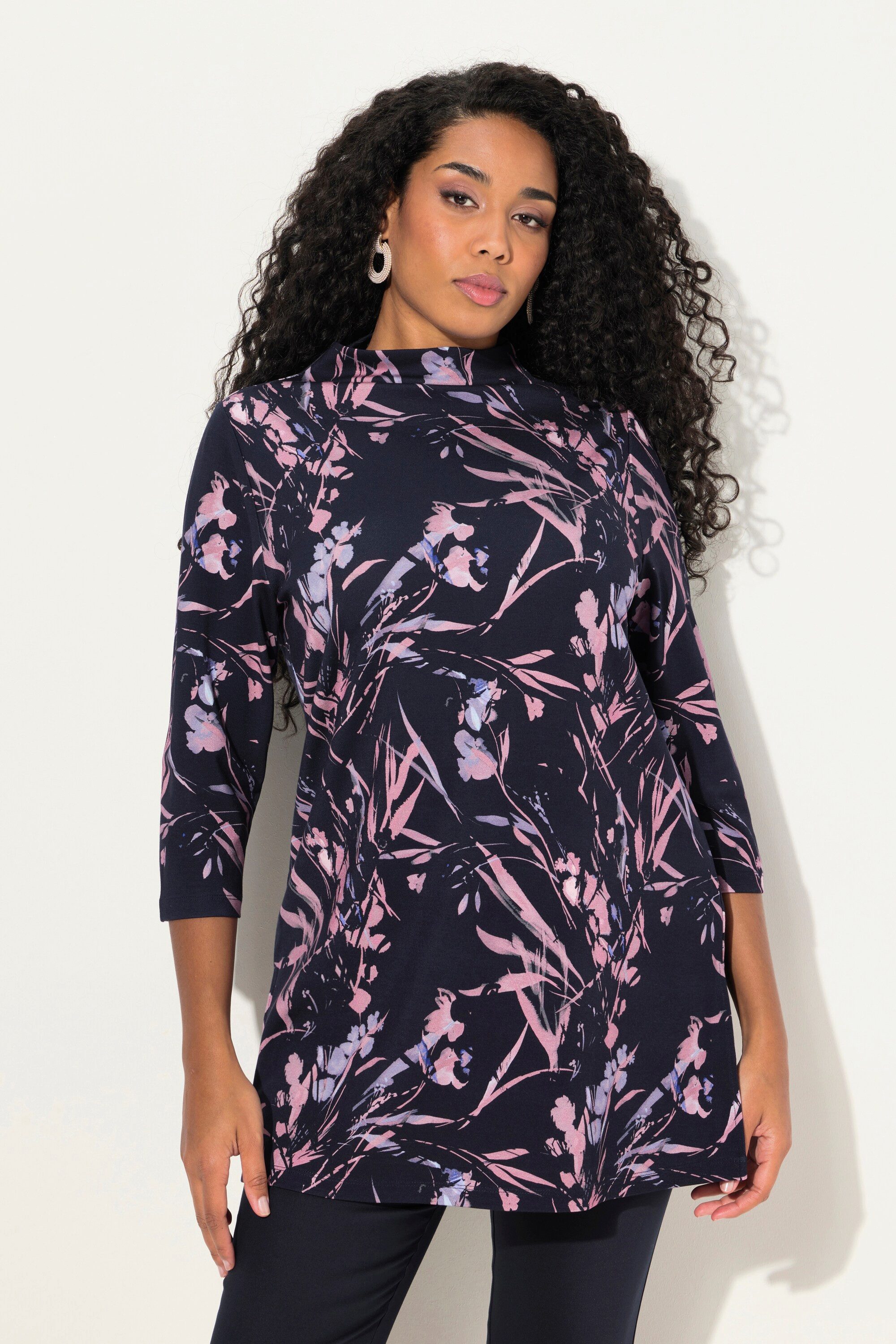 Ulla Popken Sweatshirt Sweatshir Oversized Stehkragen günstig online kaufen