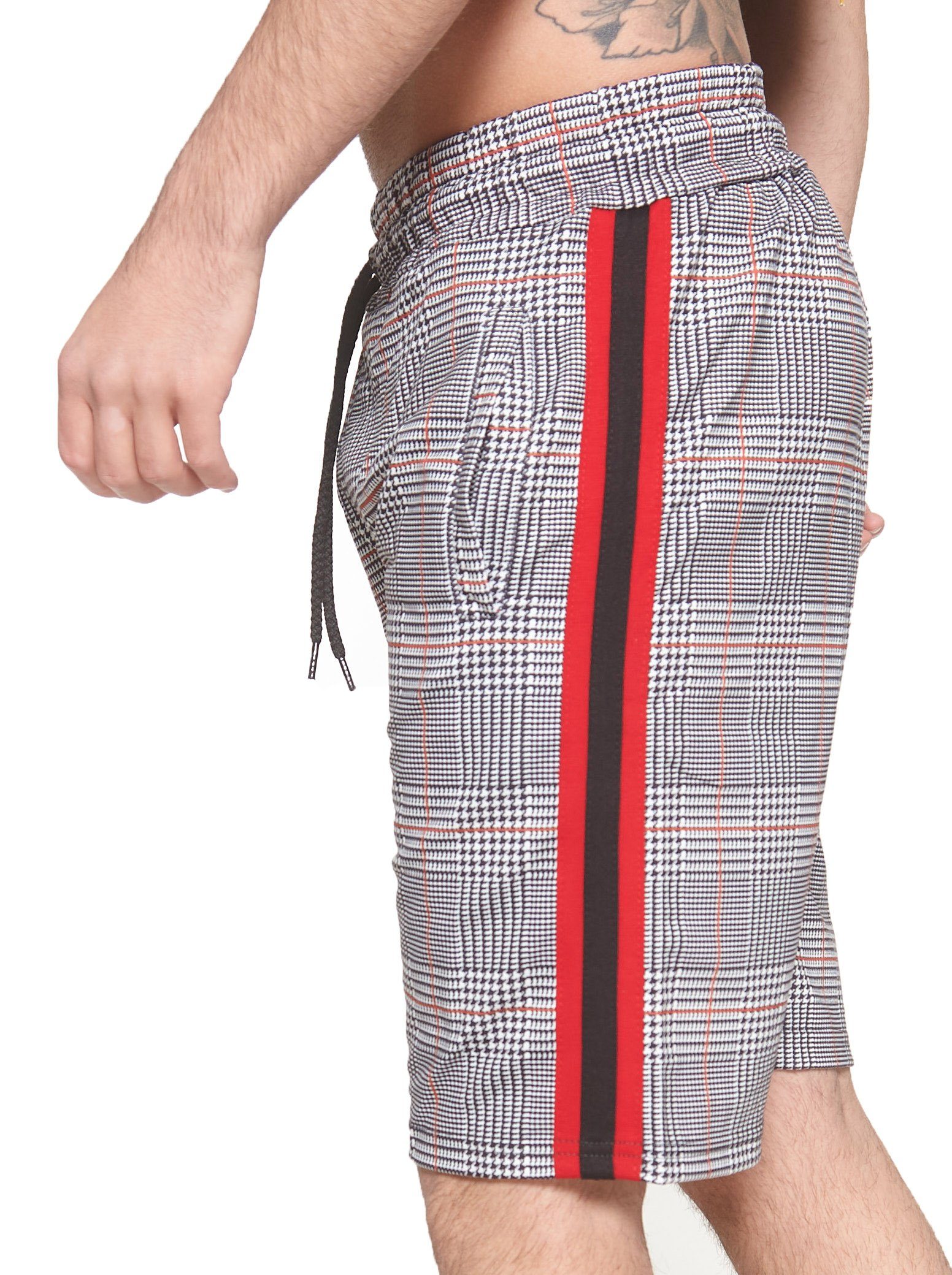 John Kayna Shorts Herren Jogging Hose Jogger Streetwear Sporthose (Kurze Hose Bermudas Sweatpants, 1-tlg., im modischem Design) Fitness Freizeit Casual Grau Rot