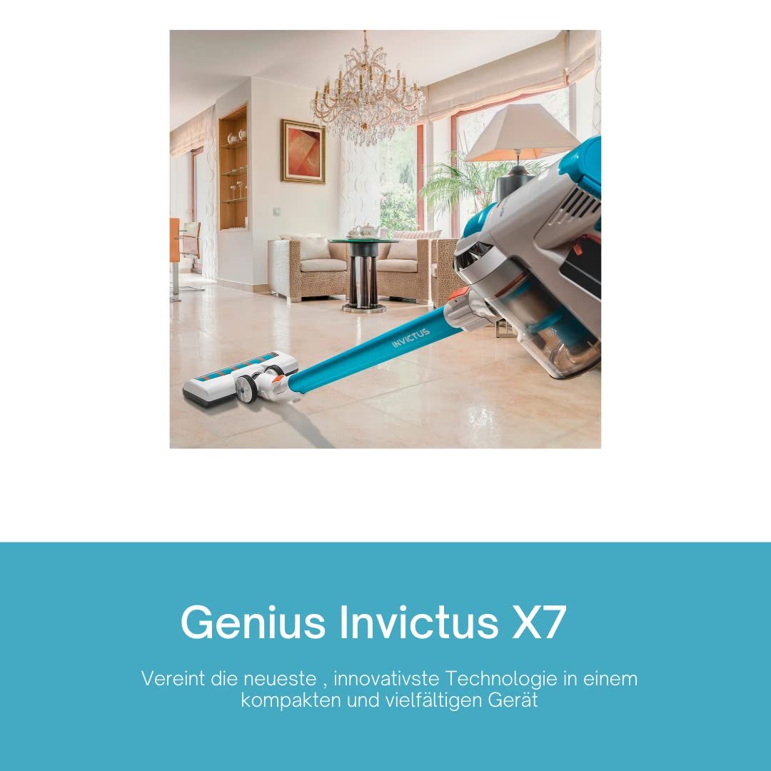 Genius Akku-Bodenstaubsauger Genius Invictus X7 Akku-Staubsauger (13 Teile), beutellos, 380,00 W, beutellos, beutelloser, kabelloser 2in1 Staubsauger