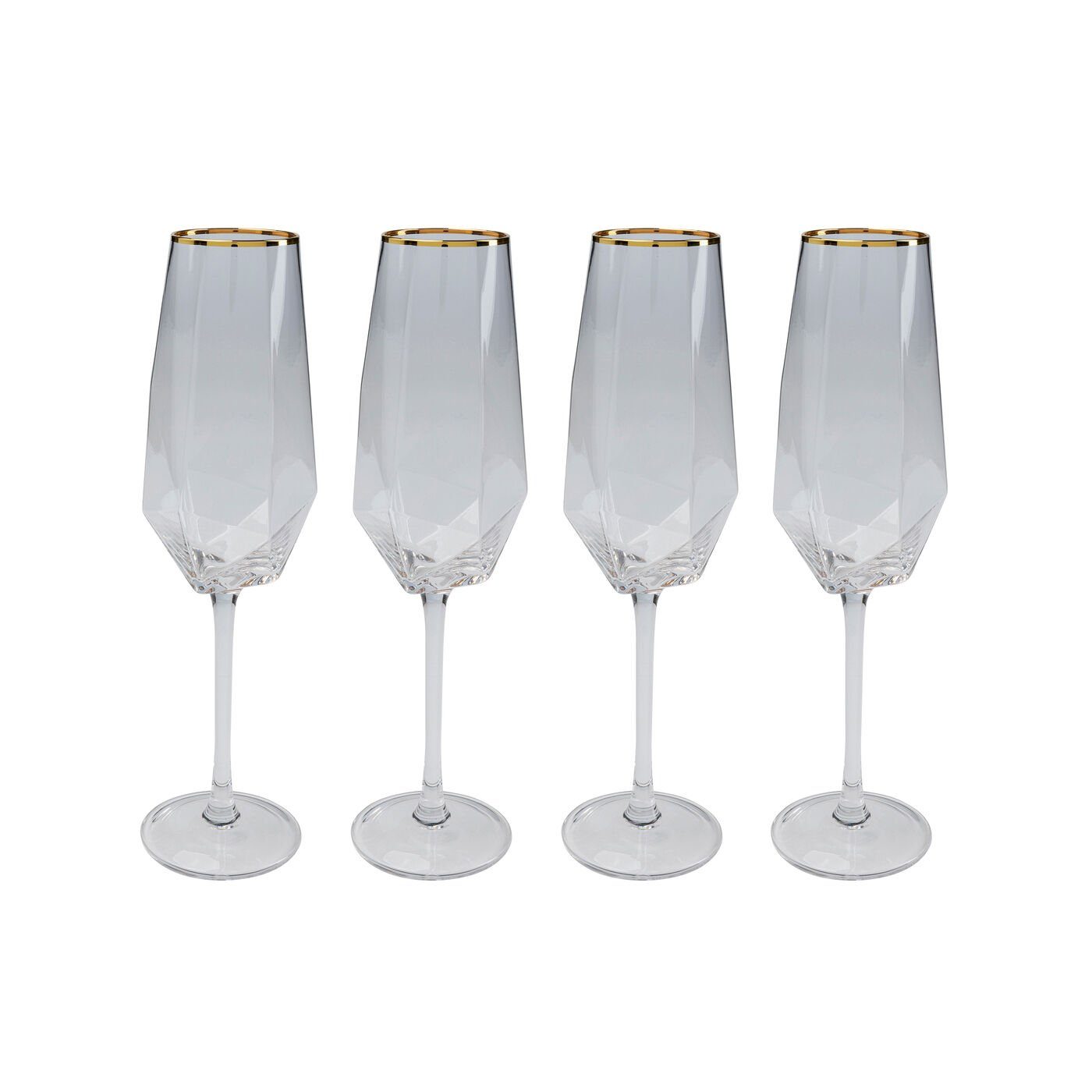 Kare Design Gläser-Set Sektglas Diamond Gold Rim, 4-tlg., Glas