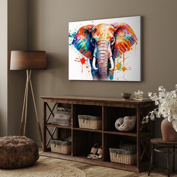 wandmotiv24 Leinwandbild Malerei, Elefant, Kunst & Gemälde (1 St), Wandbild, Wanddeko, Leinwandbilder in versch. Größen