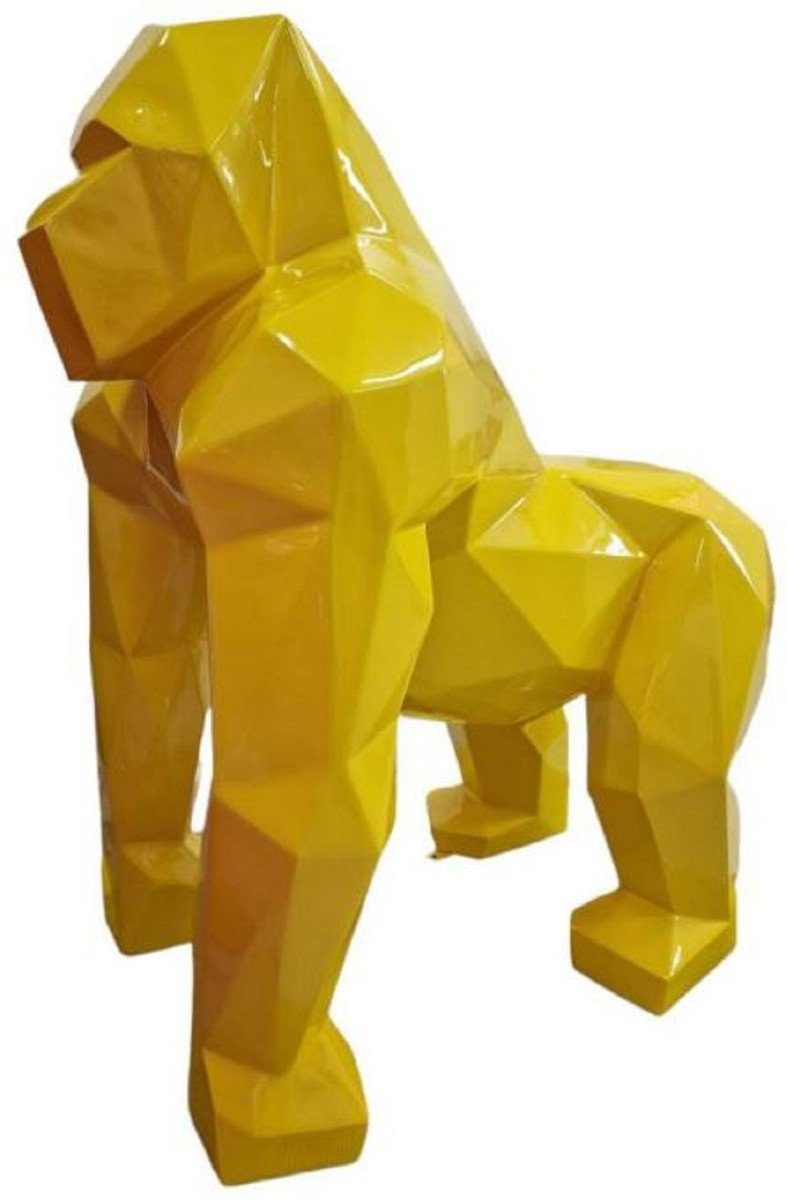 Skulptur Casa Padrino Luxus Designer Deko Skulptur Gorilla Affe Gelb 118 x 78 x H. 128 cm - Riesige Gartenskulptur - Lebensgroße Skulptur - XXL Deko Skulptur - XXL Deko Figur - Abstrakte Luxus XXL Tierfigur