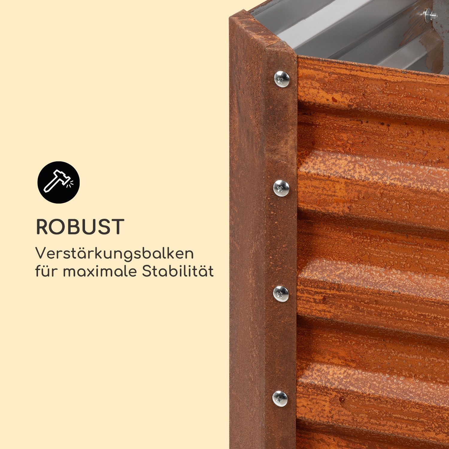 blumfeldt Hochbeet Rust Grow Hochbeet Metall (3 St), Pflanzkübel Outdoor Balkon außen groß Metall Garten