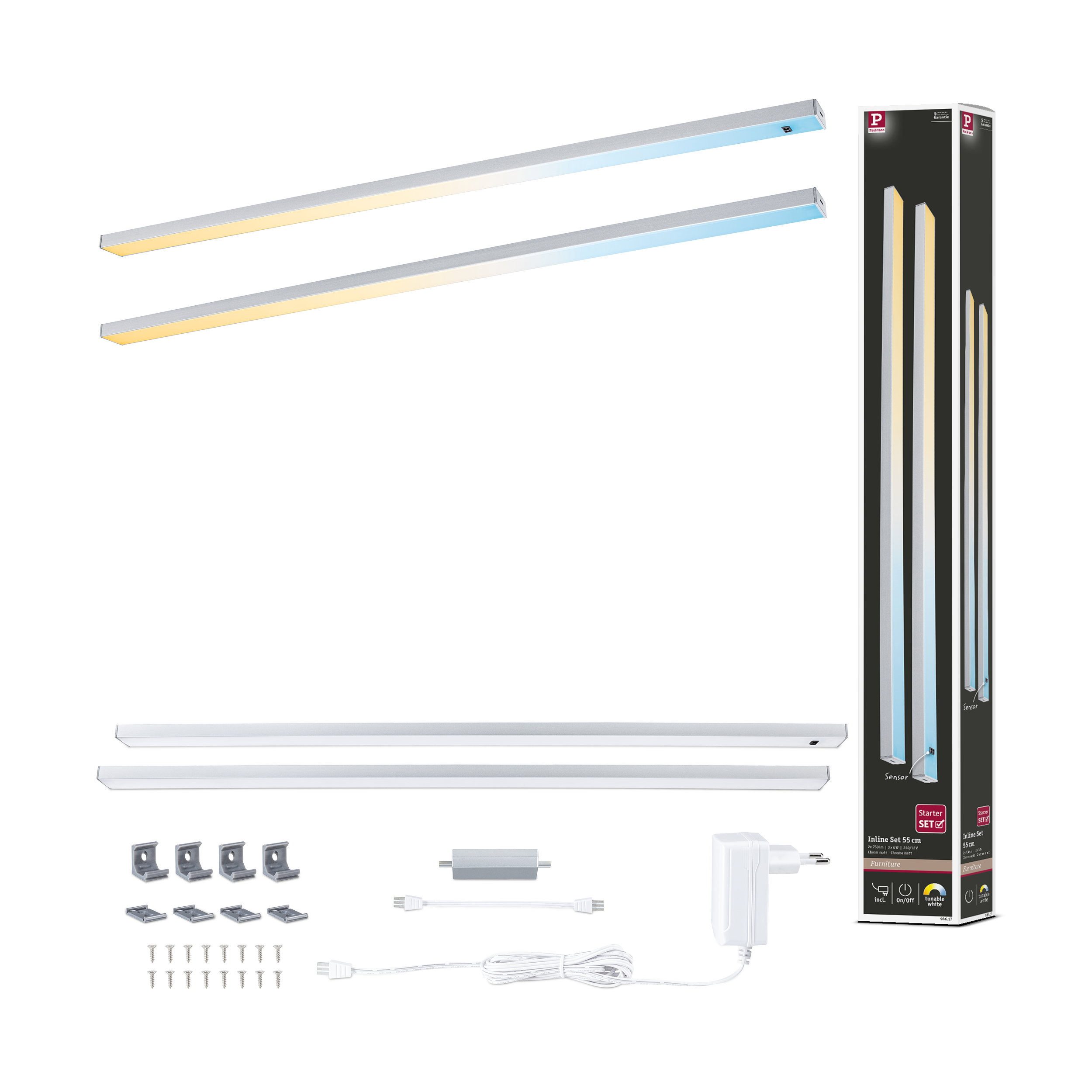 Paulmann LED Unterbauleuchte LED Unterschrankleuchte Inline Starterset Tunable White 2x6W 550x26 mm