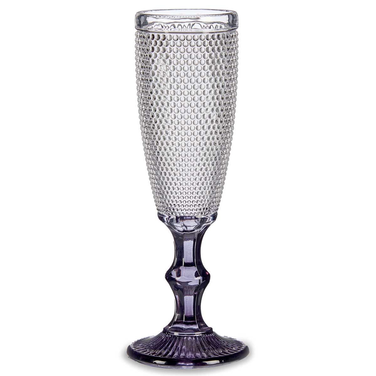 Vivalto Weinglas Champagnerglas mit Muster und getöntem Fuß, 185 ml, 6 Stück, Glas