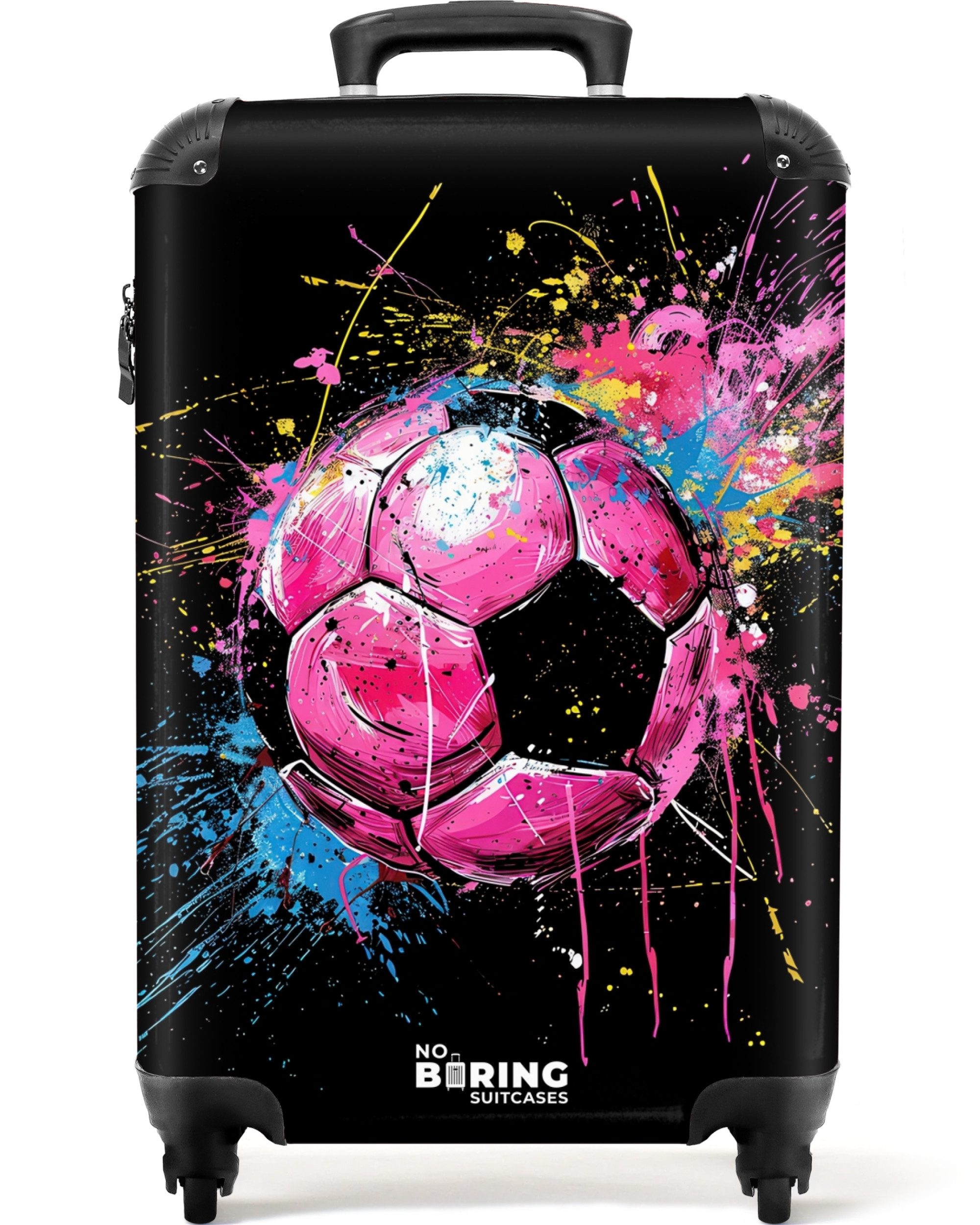 NoBoringSuitcases.com© Hartschalen-Trolley Rosa Fußball mit Graffiti günstig online kaufen