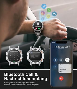 Lige Smartwatch (1,39 Zoll, Android iOS), Fitnessuhr Herren für Android iOS mit Herzfrequenzmonitor Schlafmonito