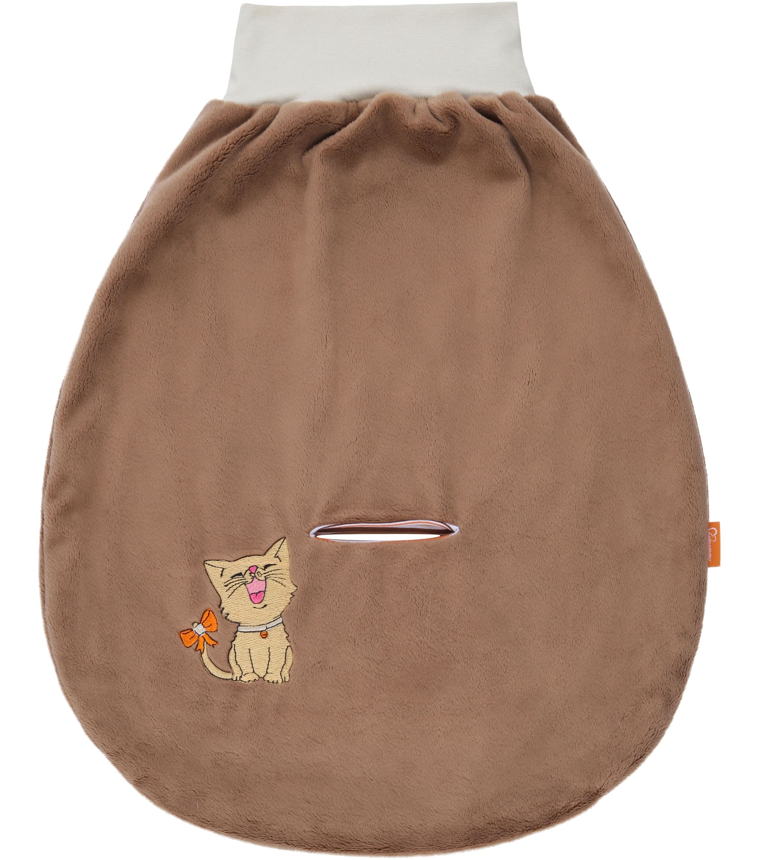 Be Mammy Babyschlafsack Baby Pucksack - tlg) Autositz Braun2133_10 Strampelsack Baumwolle BE20-137 Katze (1 Schlafsack aus