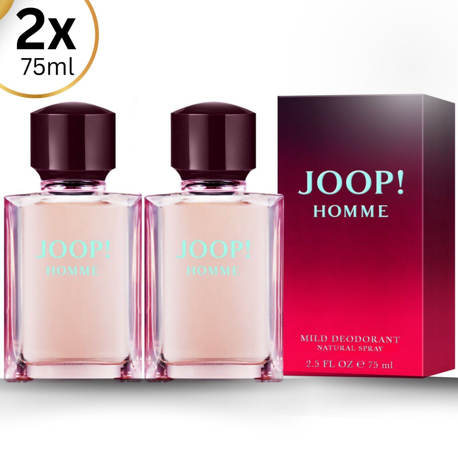 JOOP! Deo-Spray JOOP HOMME Mild Deodorant 2x 75ml Natural Spray Parfüm Herren Parfum, blumig-holzig antitranspirant duftend erfrischend, 2-tlg., Set Duftspray Männerduft Duft Geschenk Deo Duft Herren Männer