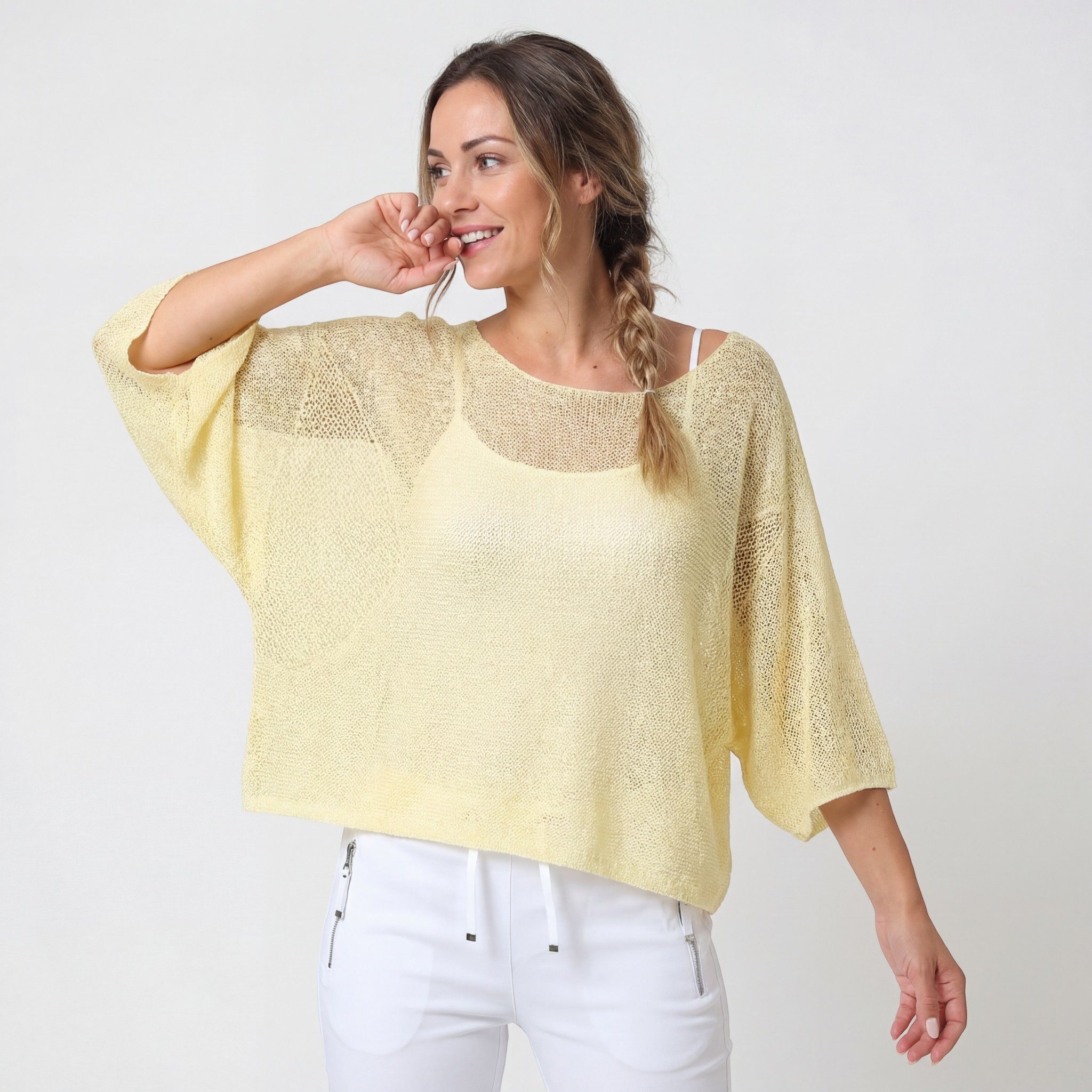 OriginalYou Kurzarmshirt Strick Shirt Damen Kurzarm Sweatshirt