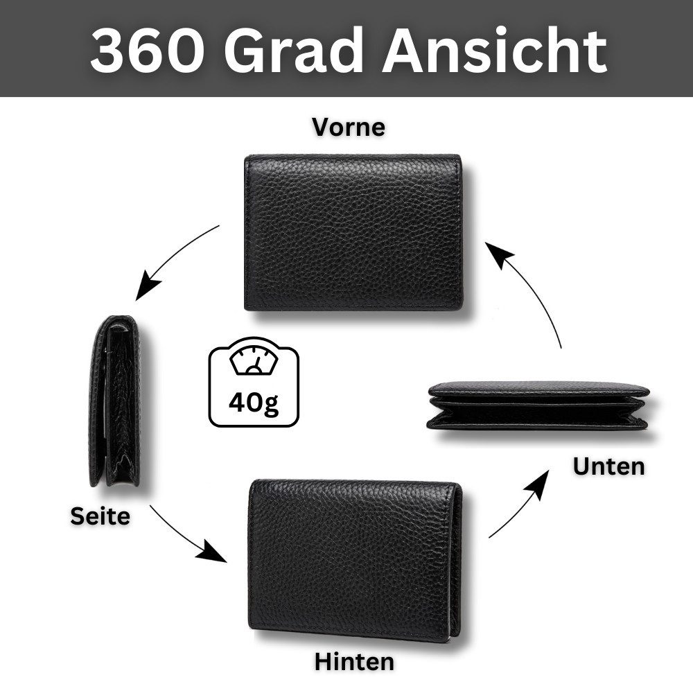 Fomax Kartenetui für EC-Karten oder Visitenkarten, 100% Echtleder, schlichtes Design, für bis zu 20 EC-Karten, Visitenkarten oder Geldscheine