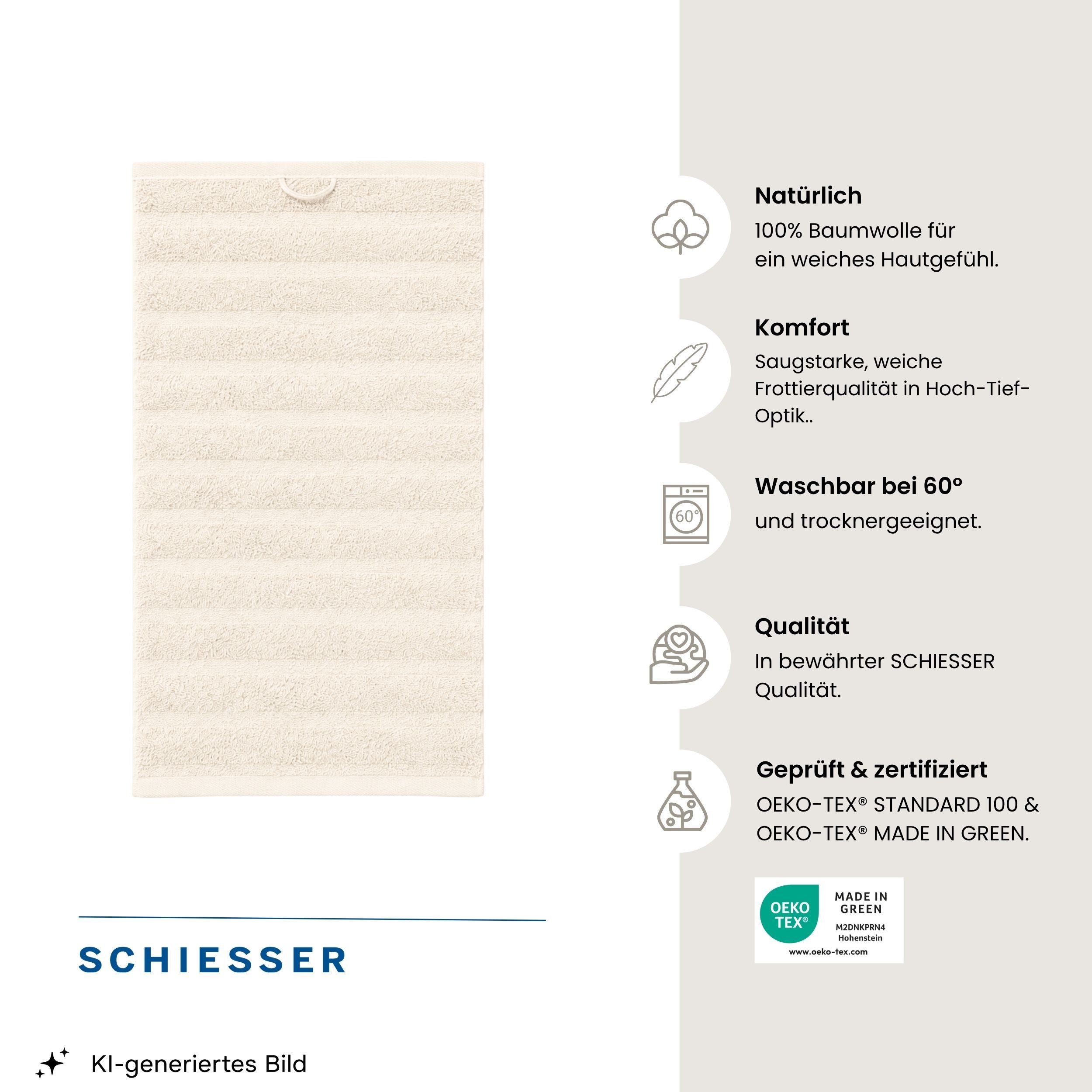 Schiesser Handtücher Neapel aus 100% Baumwolle mit eleganter Hoch-Tief-Optik, Frottier (4-St), OEKO-TEX® MADE IN GREEN