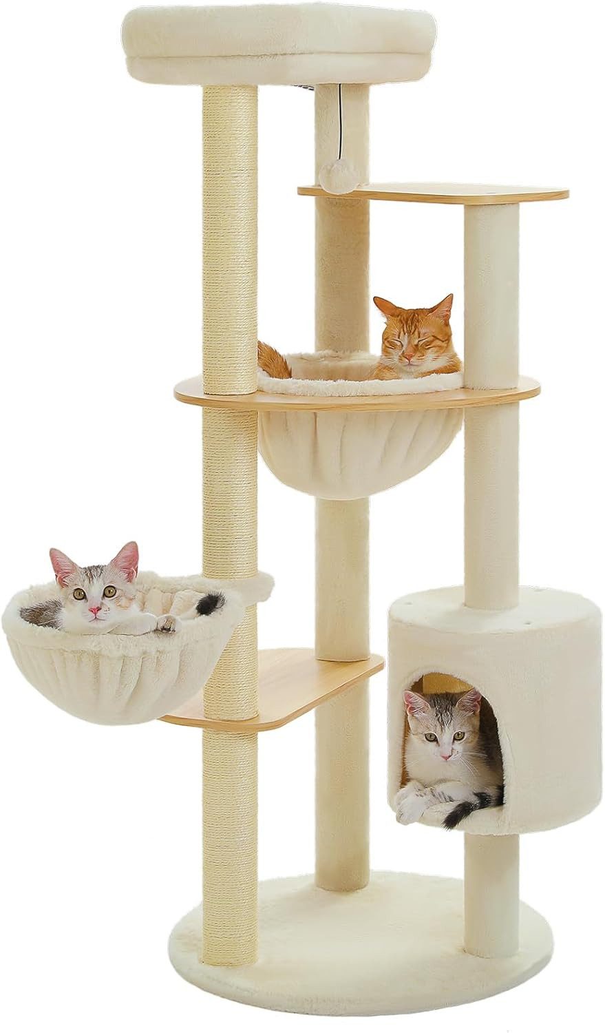 Purpurra Kratzbaum mit Echtholz-Platten, 2 Hängematte und Höhle, 136 cm günstig online kaufen