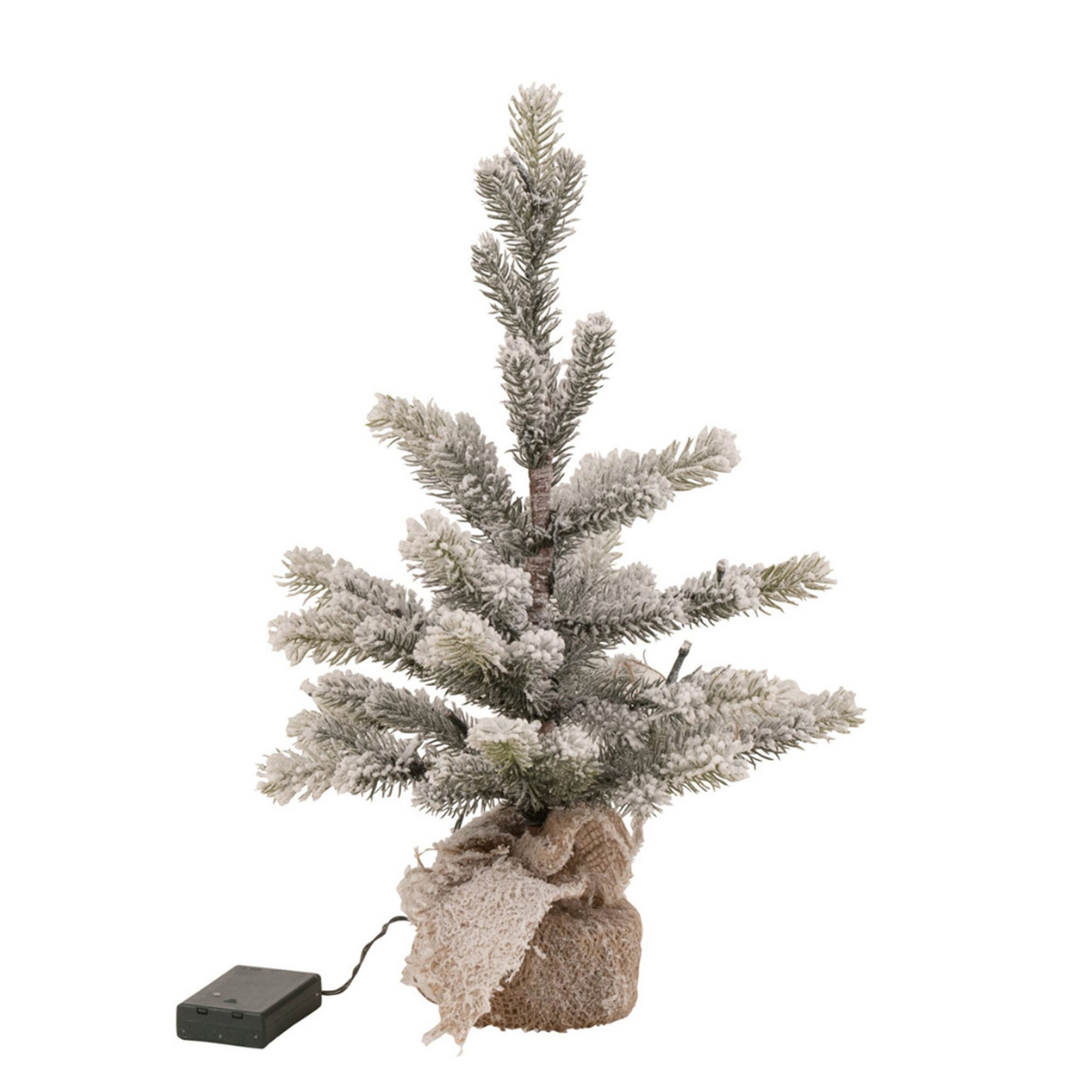 J-line Künstlicher Weihnachtsbaum Künstlicher Weihnachtsbaum mit Schnee und LED Beleuchtung, Tanne, mit Lichterkette und Schneeoptik