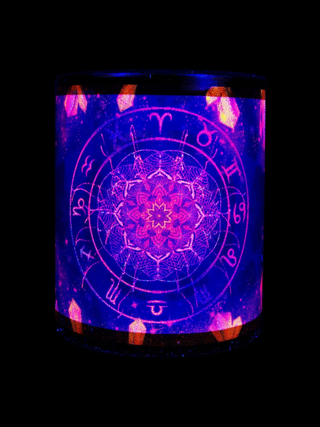 "Zodiac unter PSYWORK Neon Tasse Fluo leuchtet UV-aktiv, Motiv Cup Violet", Keramik, Schwarzlicht Signs Tasse