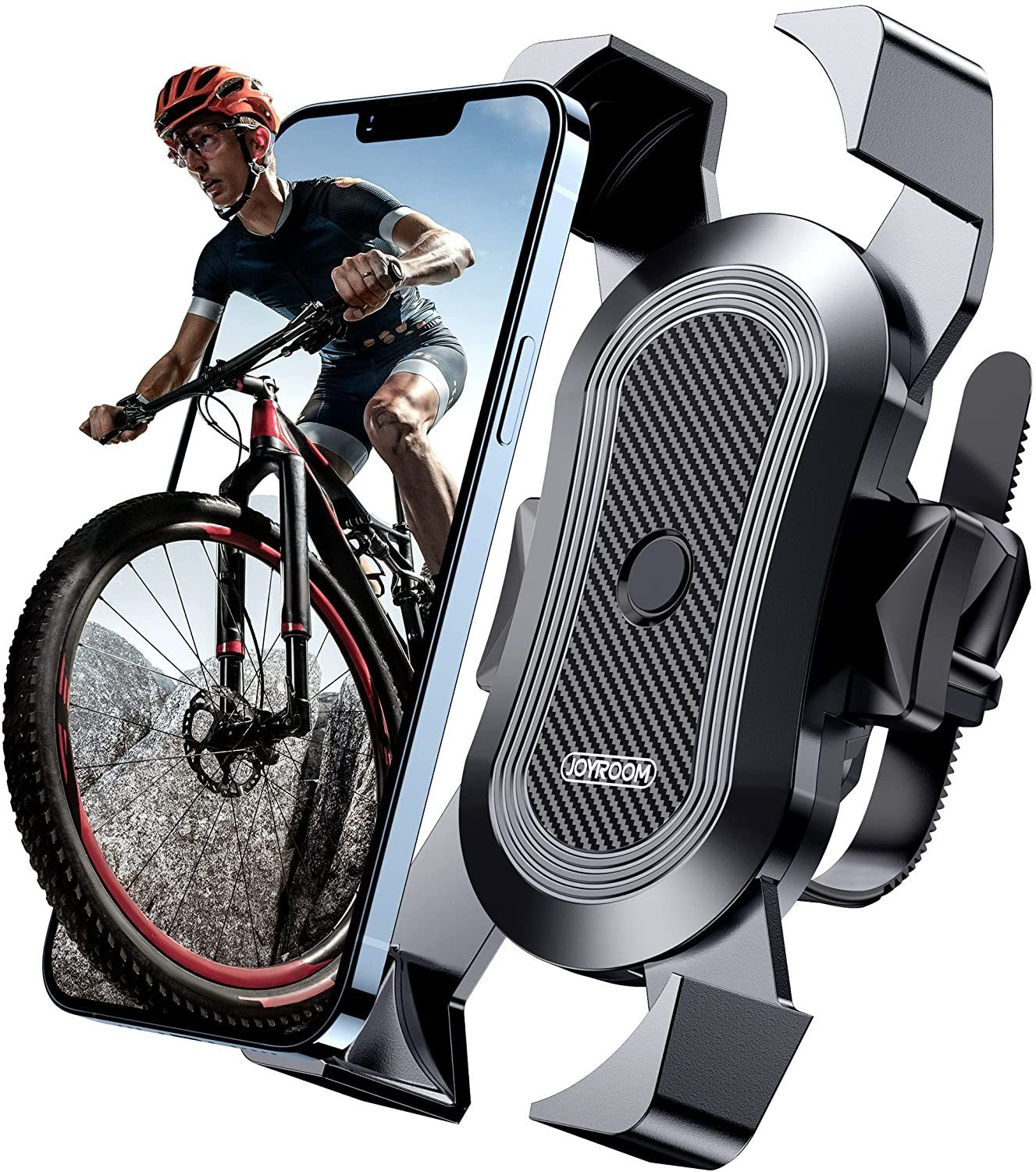 JOYROOM l Handyhalterung Fahrrad [ Vollständiger Schutz & Anti-Shake ] 2021 Design Handyhalterung Motorrad Universal 360° Drehbar Handy Fahrradhalterung für iPhone 12/11,Samsung 21/20,Huawei usw Handy-Halterung