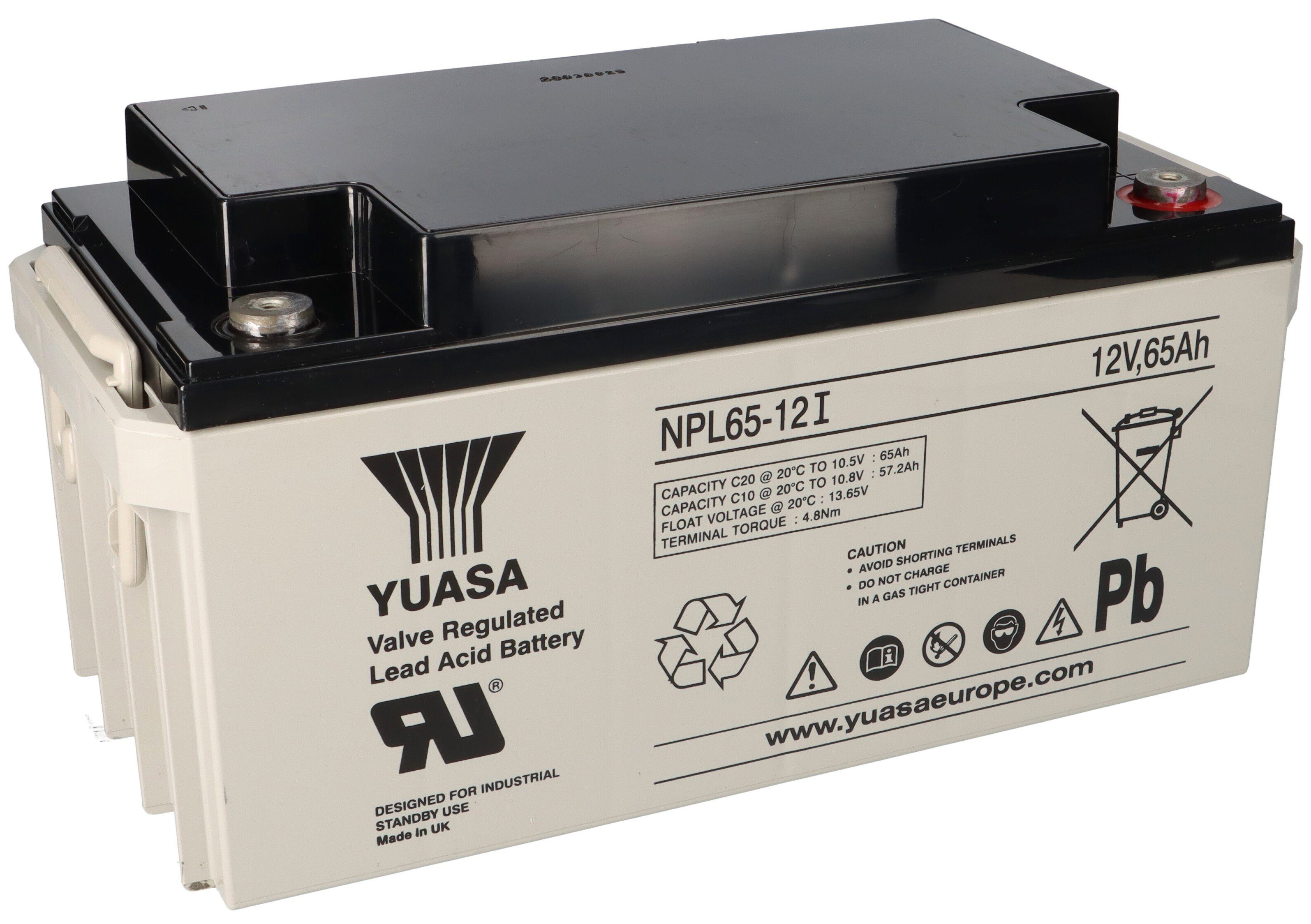 Yuasa Yuasa Blei-Akku NPL65-12I Pb 12V / 65Ah 10-12 Jahresbatterie, M6 Innen Bleiakkus