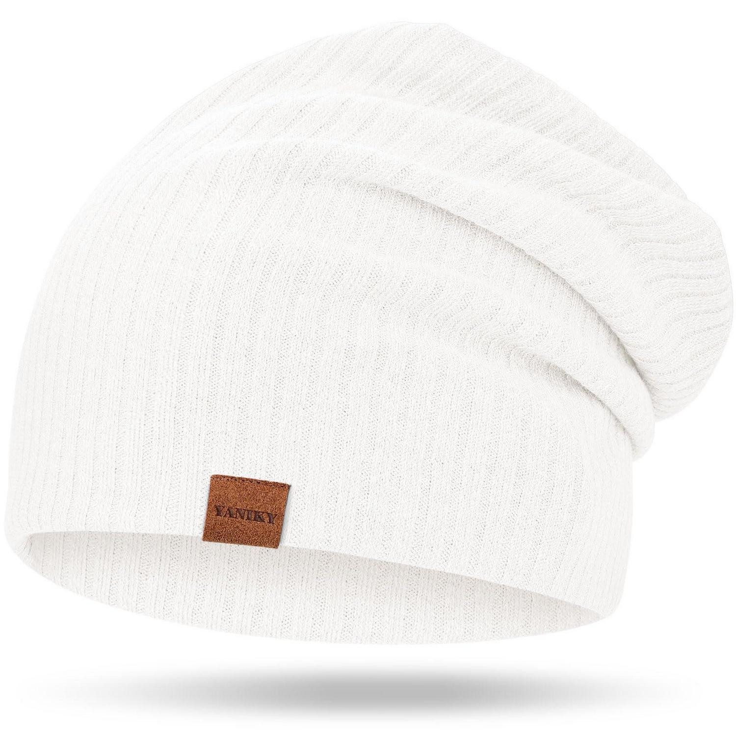 LuxusKollektion Beanie Strickmütze Damen Lang Weiß (1-St)