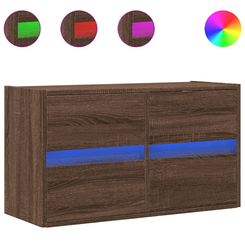 vidaXL TV-Wand TV-Wandschrank mit LED-Beleuchtung Braun günstig online kaufen