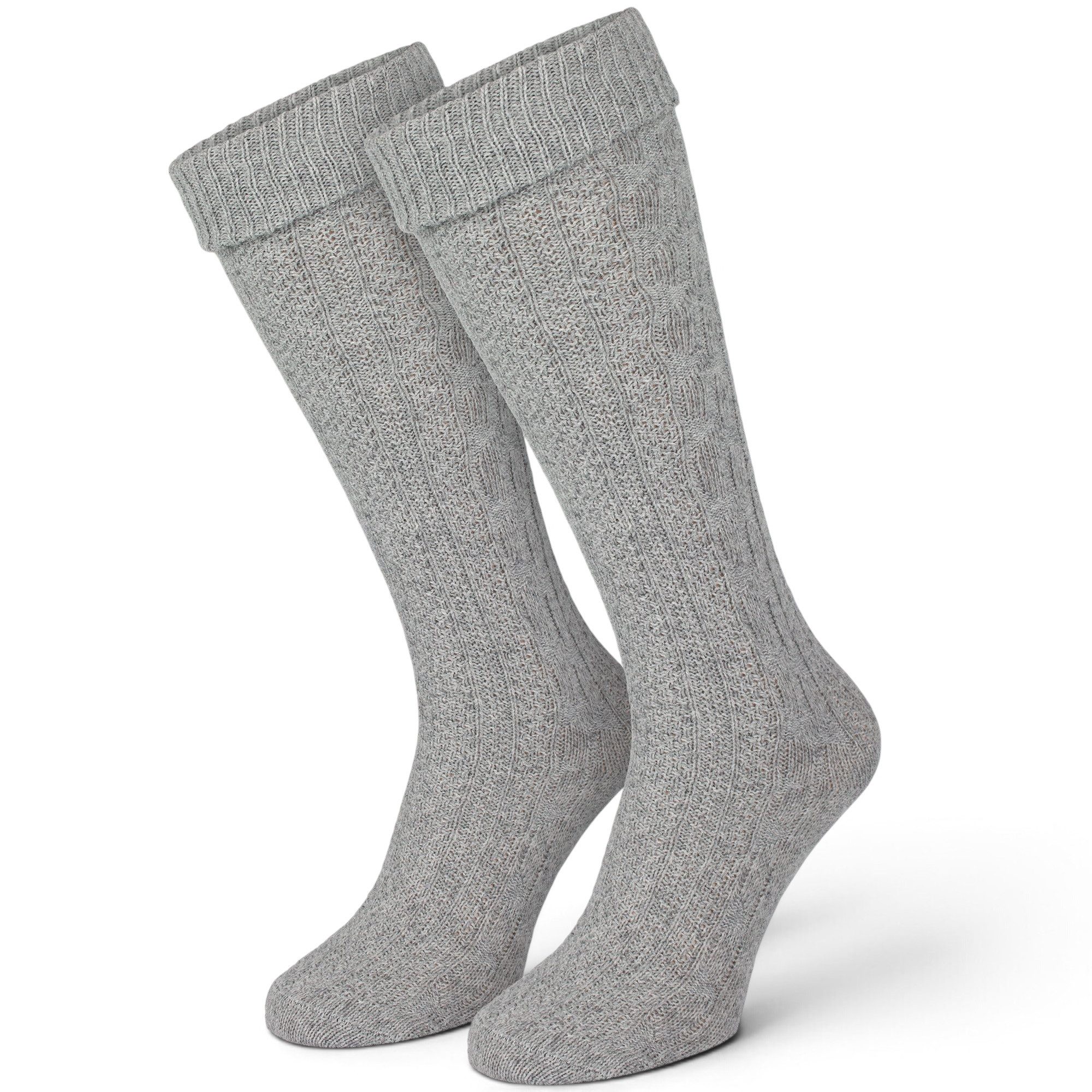 Black Snake Trachtensocken Kniebundstrümpfe mit Zopfmuster fürs Oktoberfest, Damen & Herren (Kniestrumpf, 1-Paar) Breiter Umschlagbund, Baumwollmix, atmungsaktiv, kniehoher Schaft