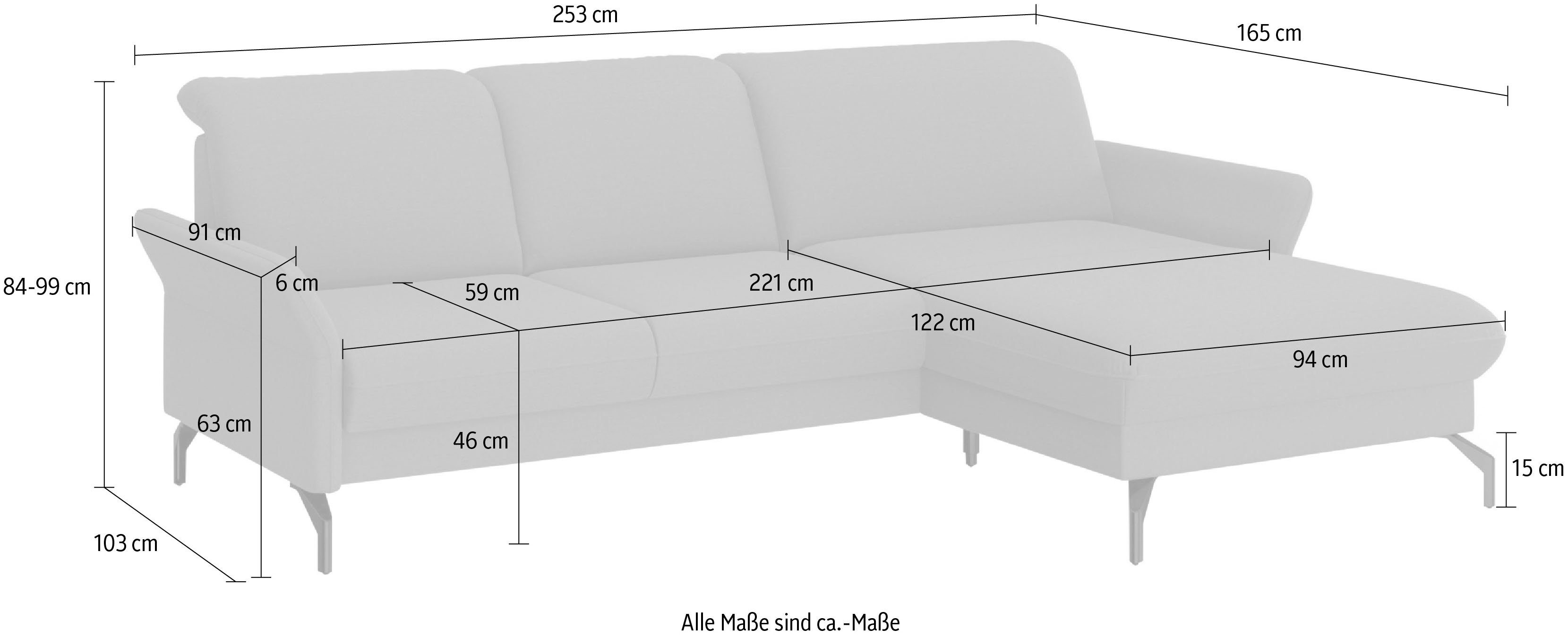 sit&more Ecksofa Fashion, wahlweise mit motorisch Kopfteilverstellung und Vorziehsitz