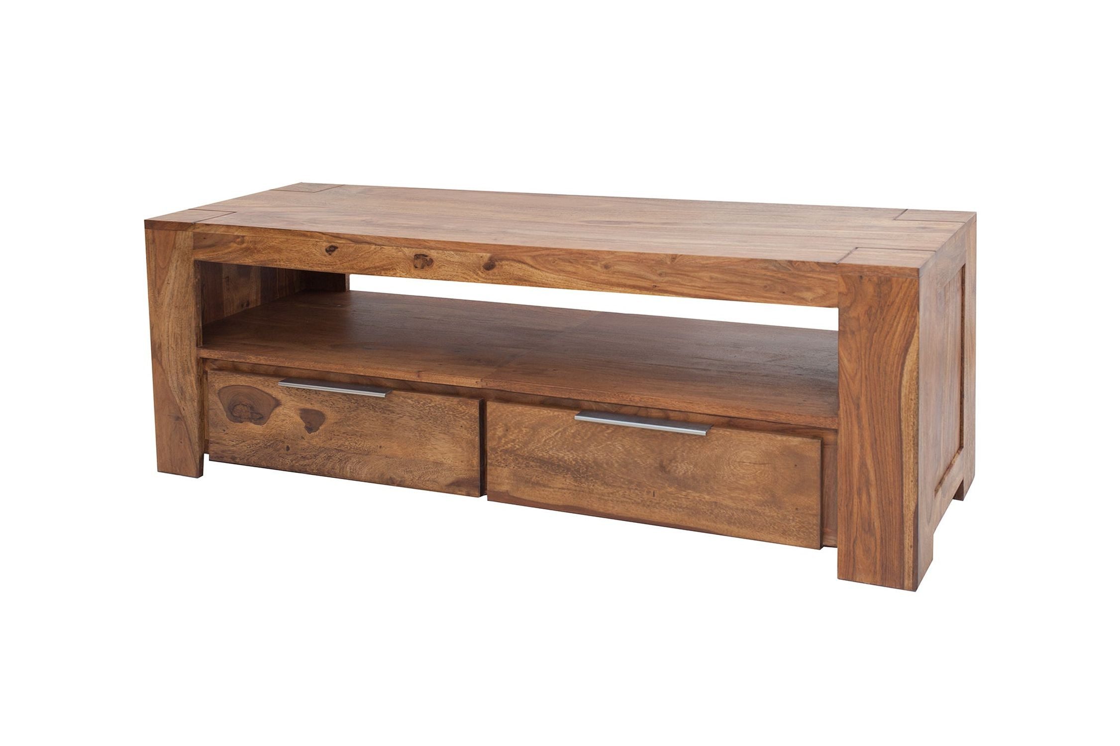 Licht-Erlebnisse TV-Board MAKASSAR, Holz 130 x 45 cm 2 Schubladen großes Fach