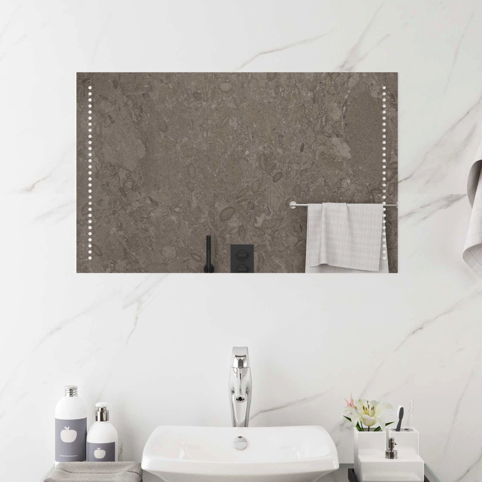 vidaXL Spiegel LED-Badezimmerspiegel Transparent 80 x 50 cm Gehärtetes Glas (1-St)