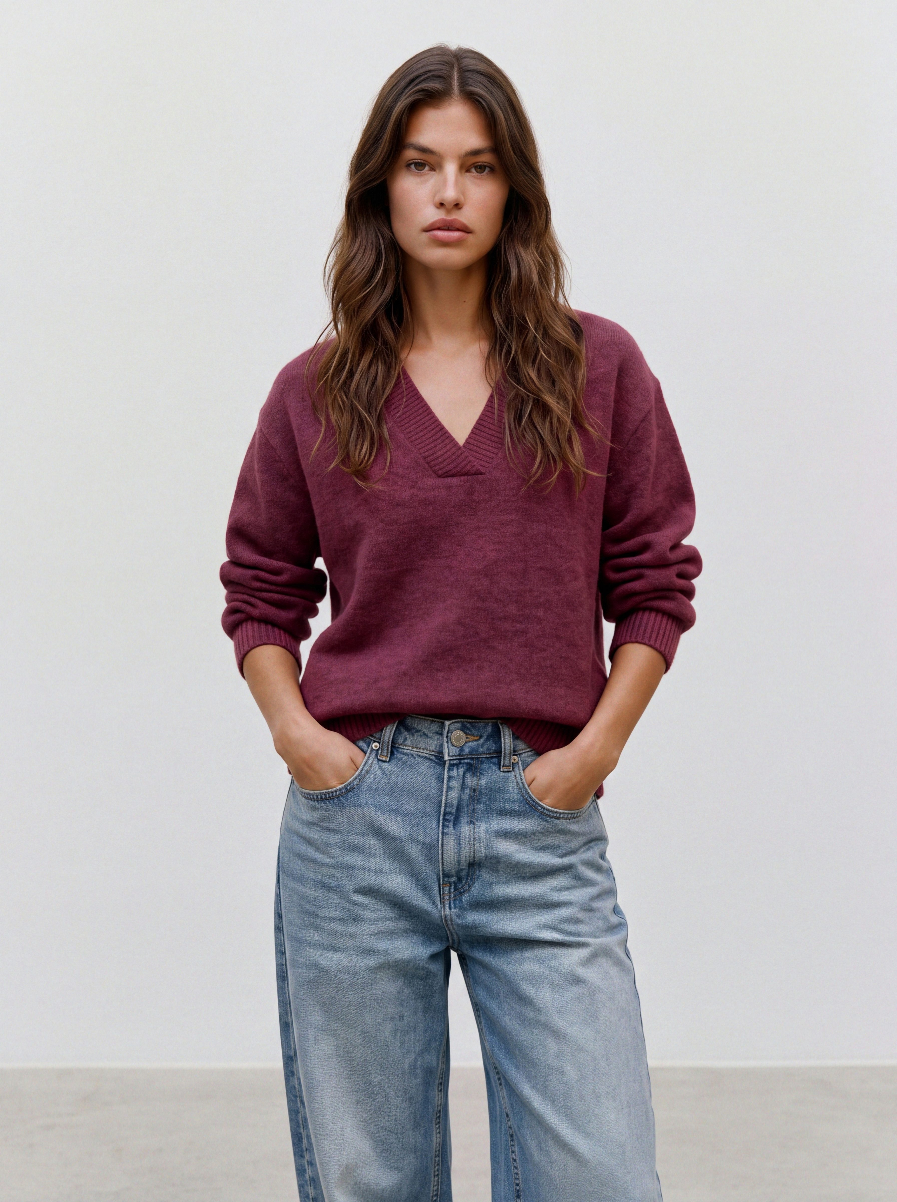 Vero Moda V-Ausschnitt-Pullover VMBOOM LS V-NECK PULLOVER NOOS Materialmix, mit Wolle und Stretch