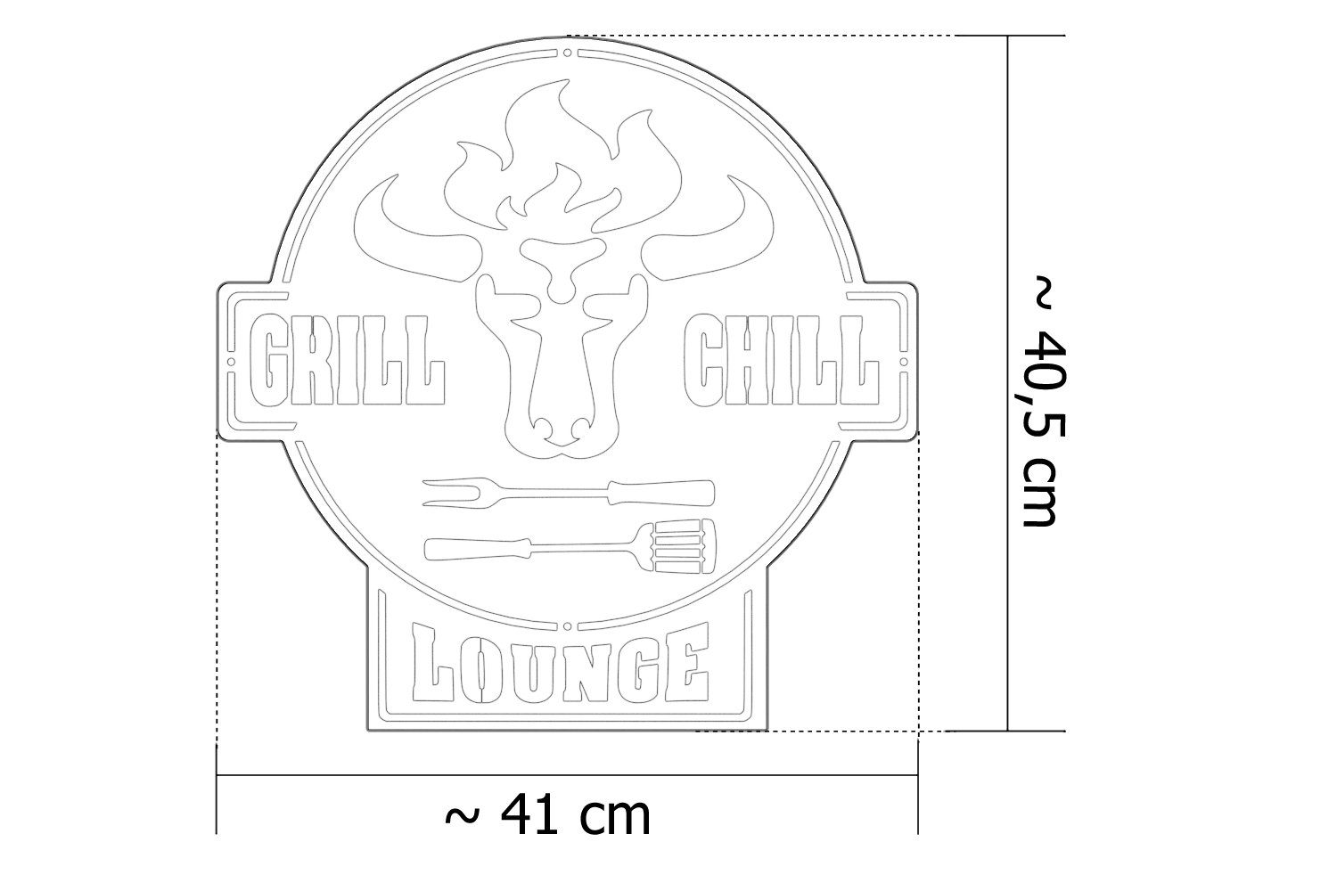 Lounge tuning-art Lounge Edelrost Bulle Schild & Stahl Chill GC01-E + Grill Wanddekoobjekt Grill Edelrost
