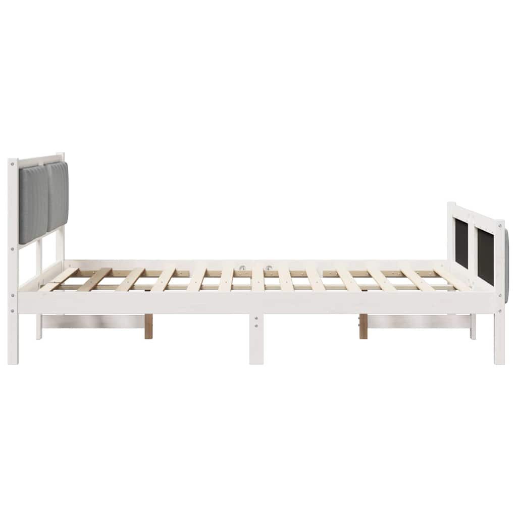 vidaXL Bed Frame White and Light Grey 140 x 190 cm Solid Pine Wood (1-piece)